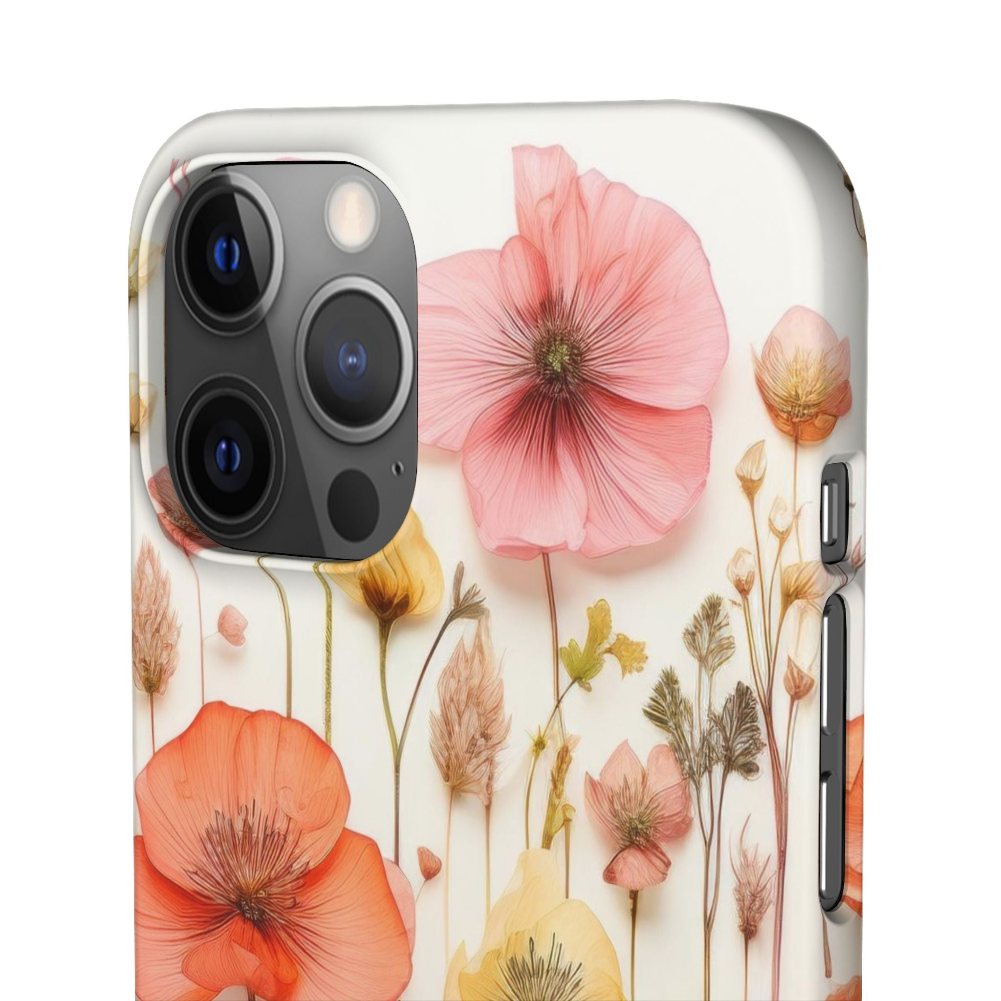 Pink Floral Pressed Flowers - Slim Case