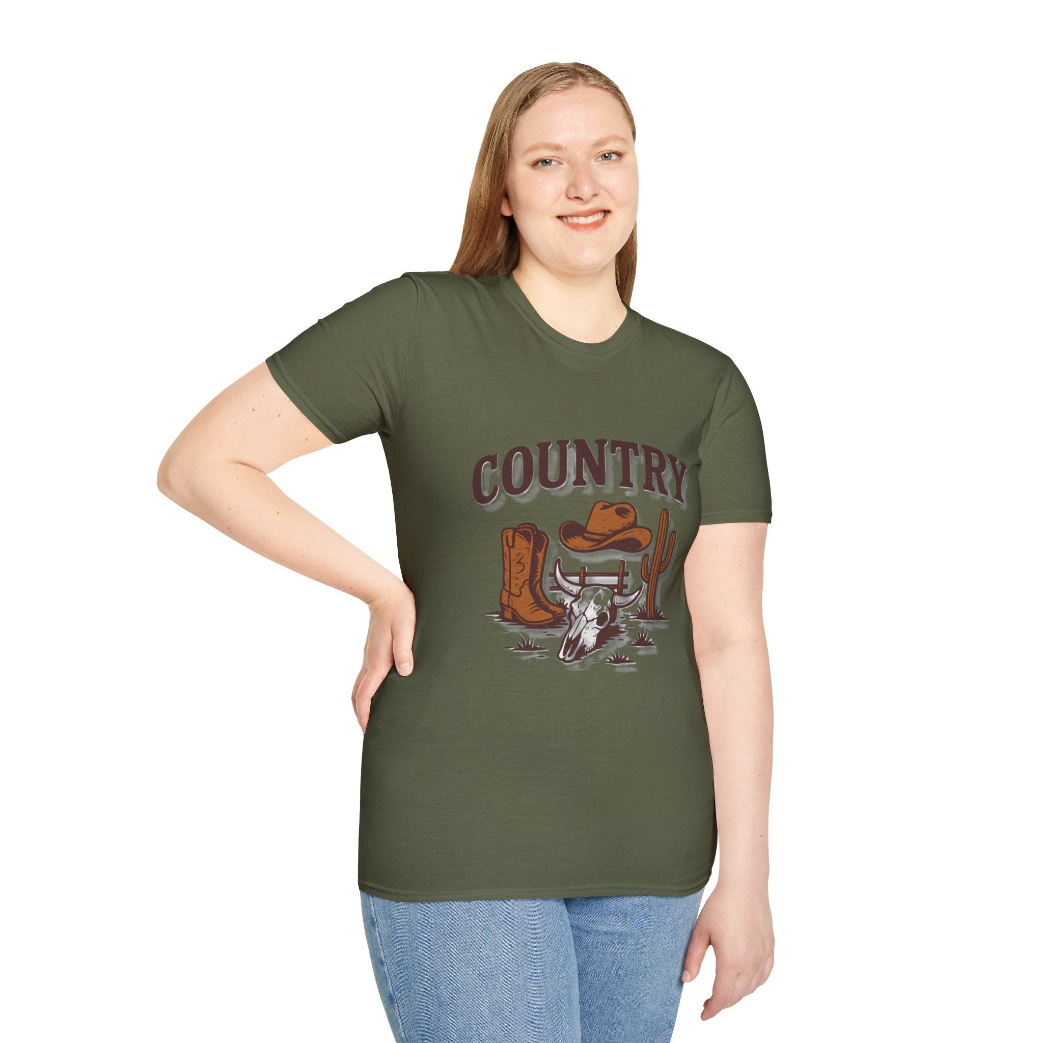 Country Western Skull Cowboy Boots T-Shirt | Cactus Ranch Rodeo