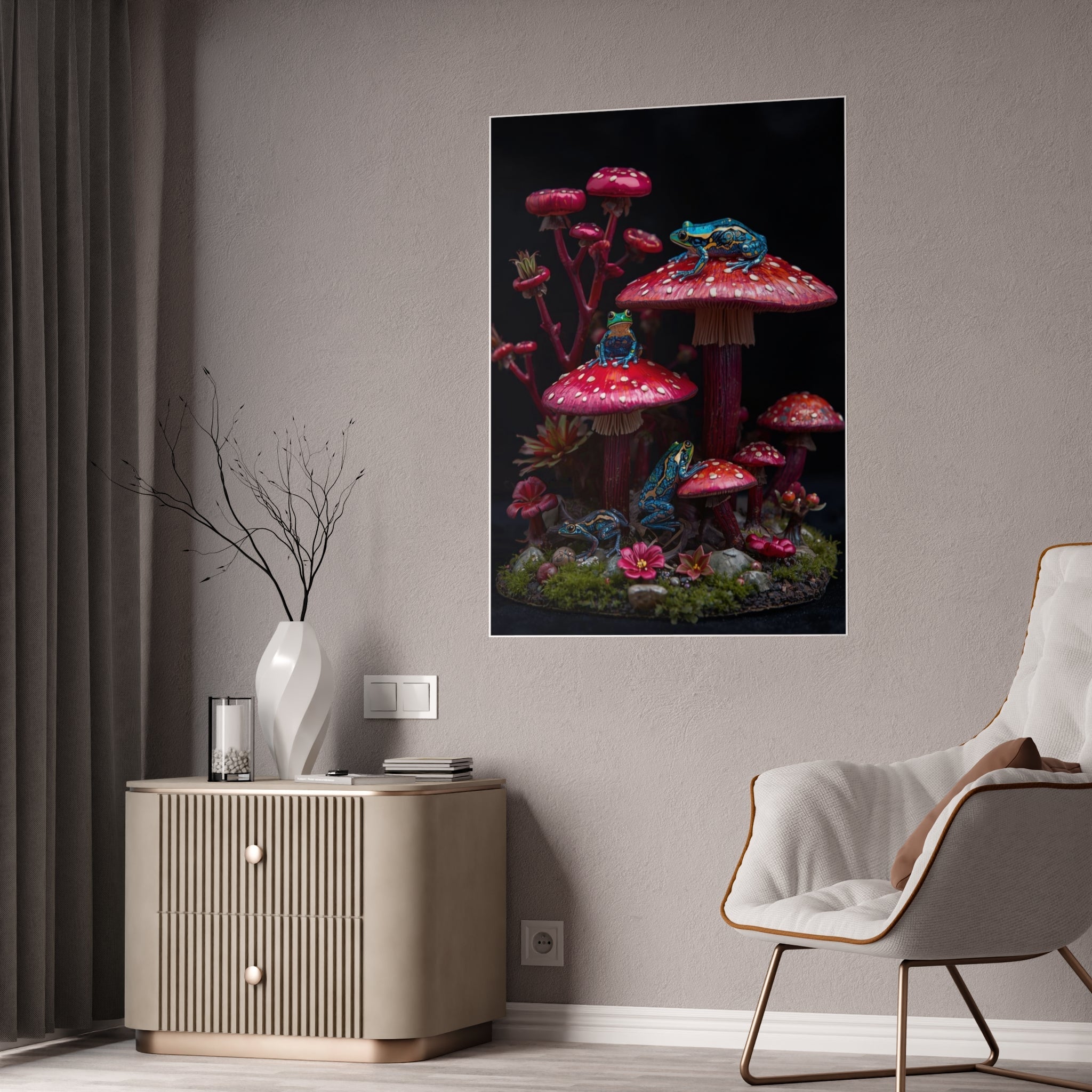 Gloss Poster — Midnight Mushroom Fantasy Art Print