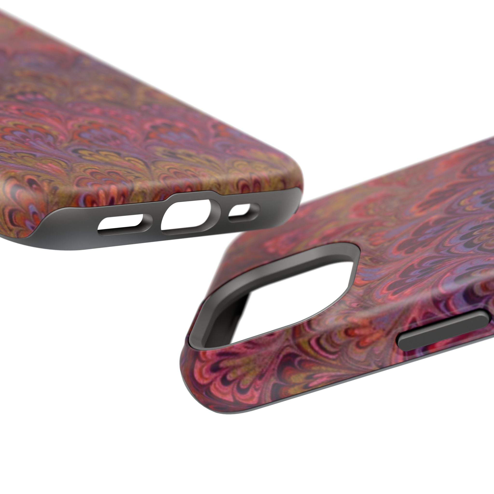 Red, Burgundy, Lavender Italian Peacock Feather Design Phone Case