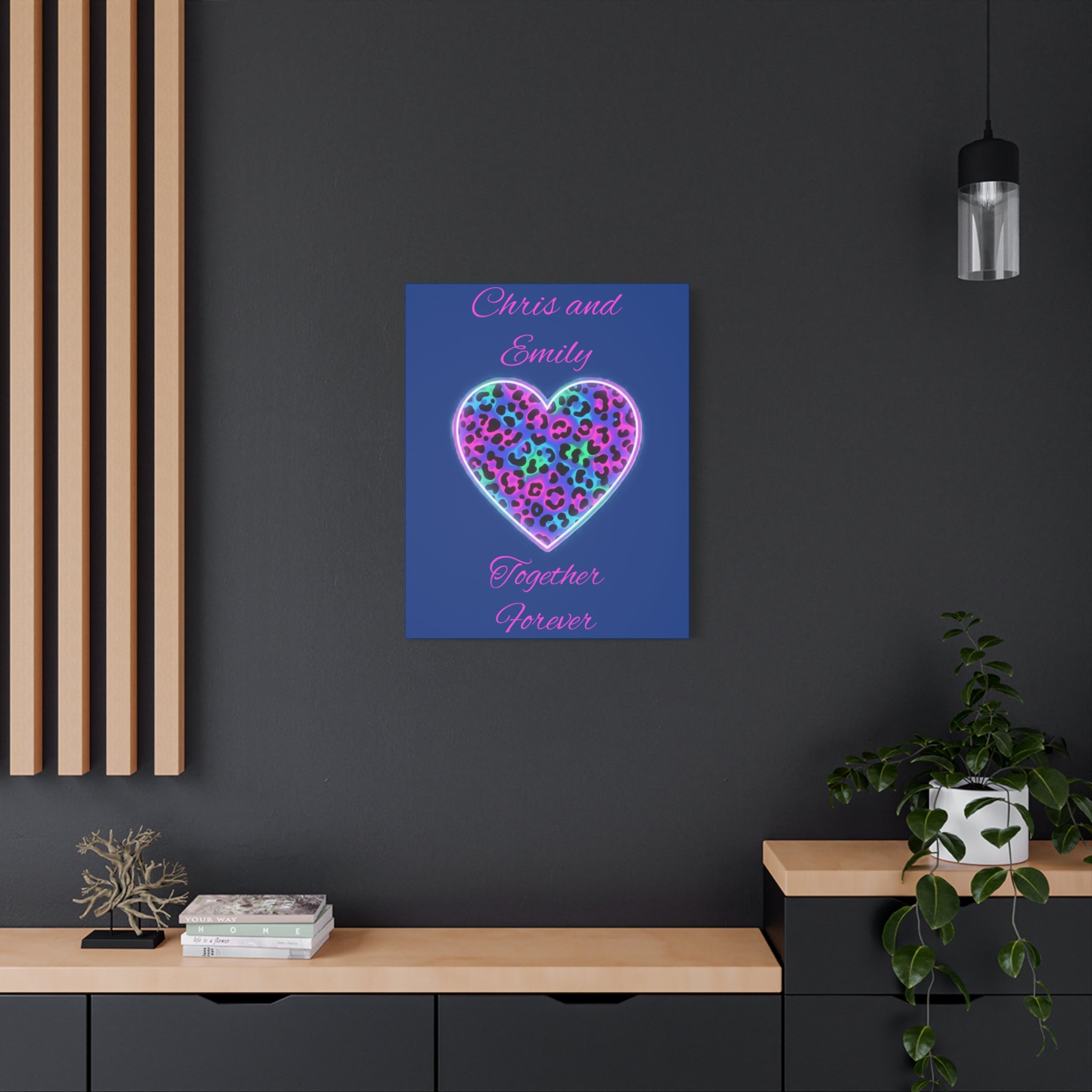 Personalized Neon Leopard Heart Canvas - Make it your own