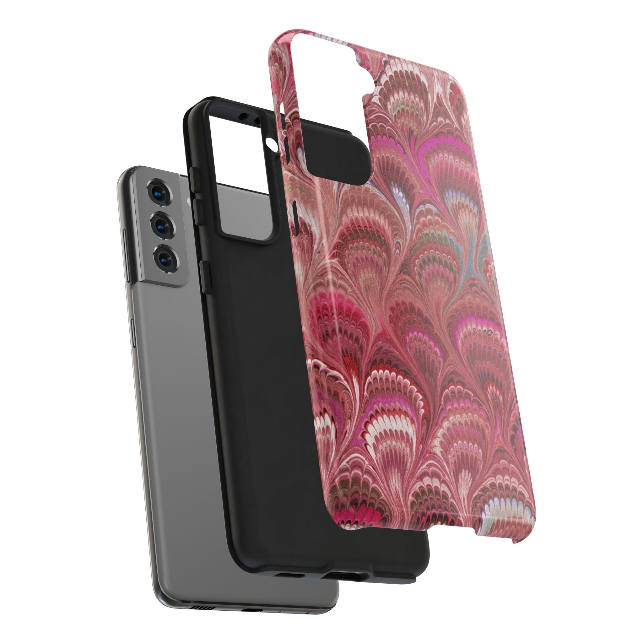 Pink Peacock Marble Italian Tough Phone Case — Durable Marbled Phone Case