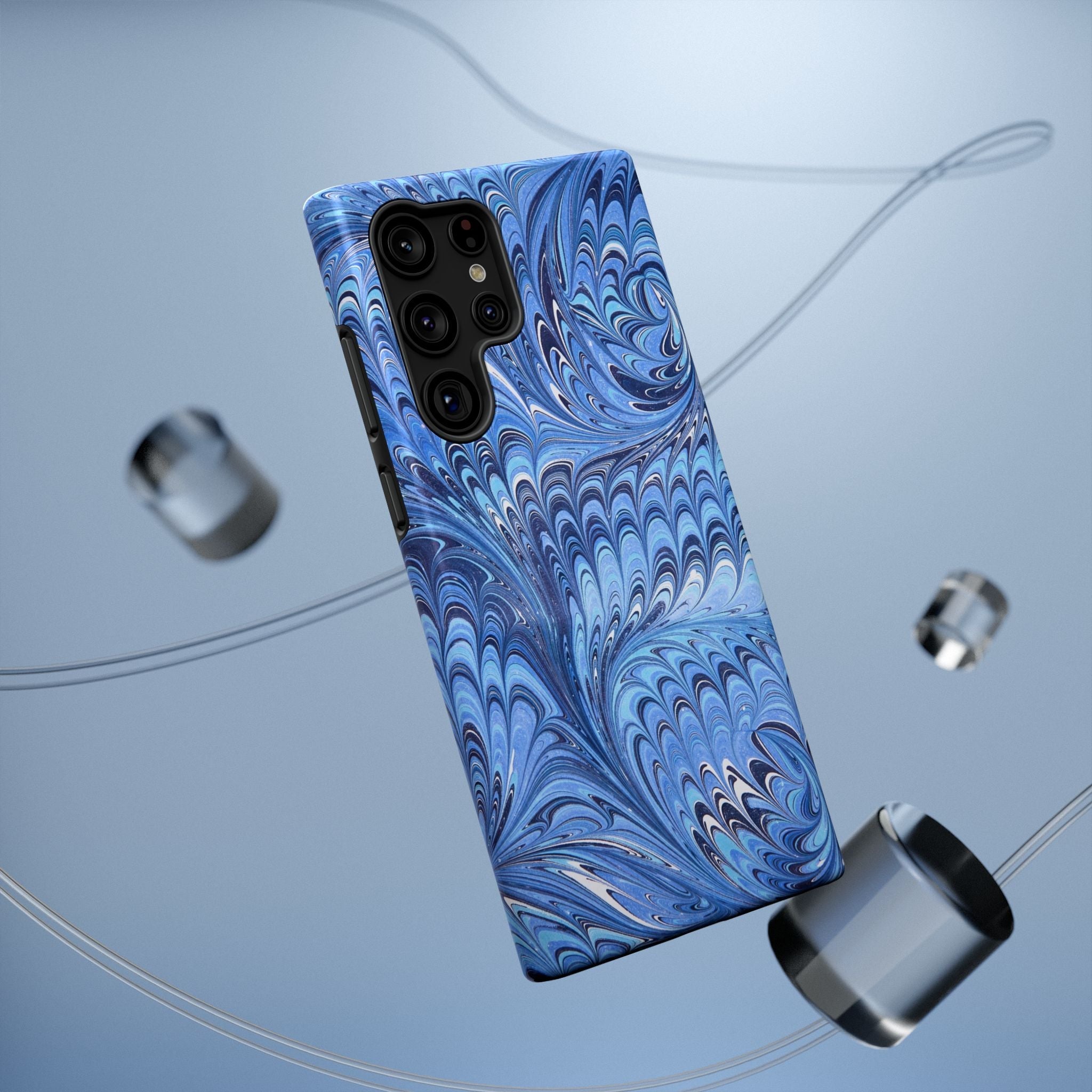 Blue Marbled Swirl Phone Case - Dual Layer Case