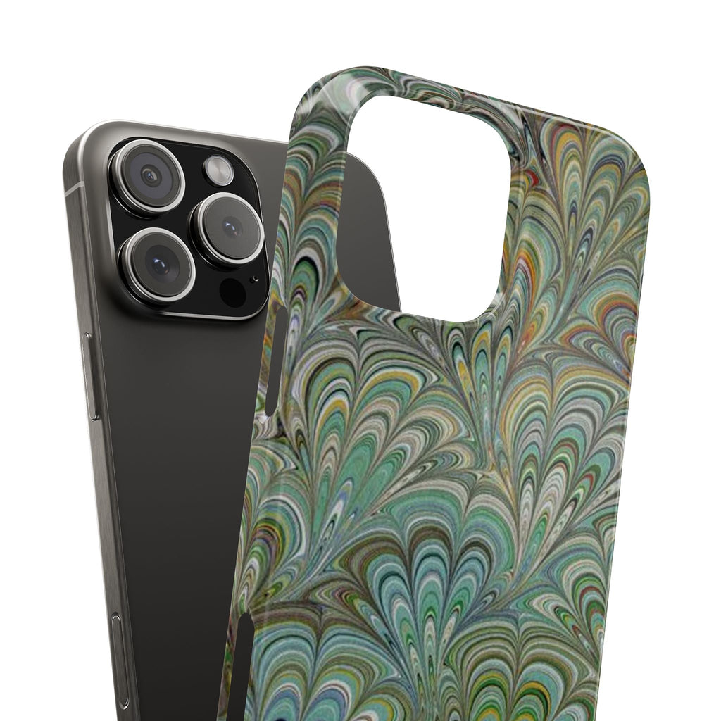 Deep Green Peacock Italian Marbled Design, Italy Feather Phone Case