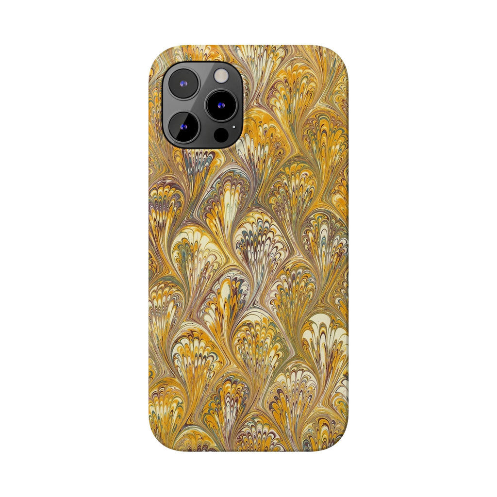 Golden Yelllow Hand-Marbled Florentine Italian Phone Case for iPhone 17 and all sizes