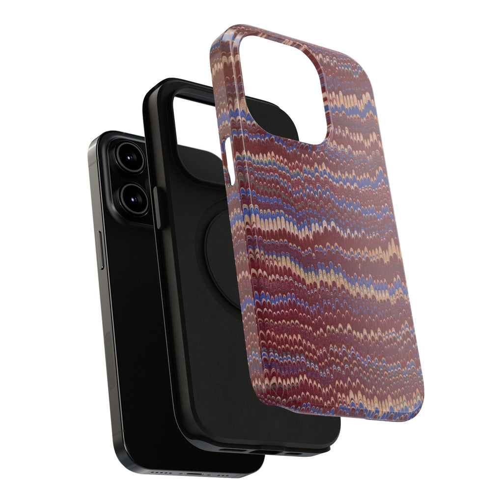 Burgundy and Blue Hues Italian Vintage Marble Design Phone Case for Apple + Samsung