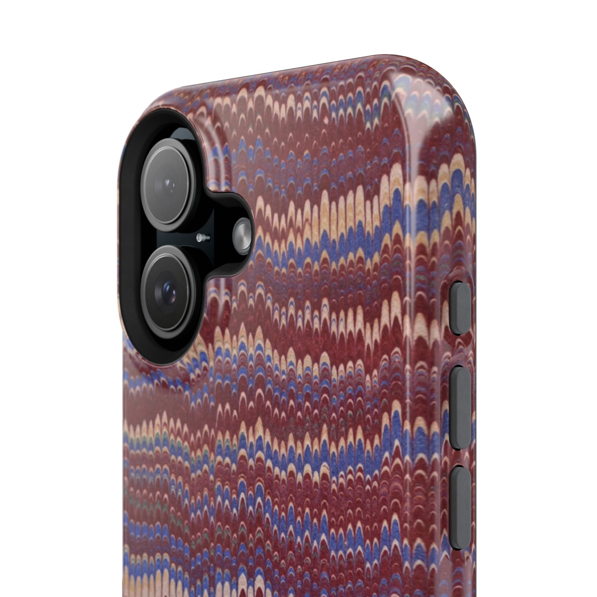 Burgundy and Blue Hues Italian Vintage Marble Design Phone Case for Apple + Samsung