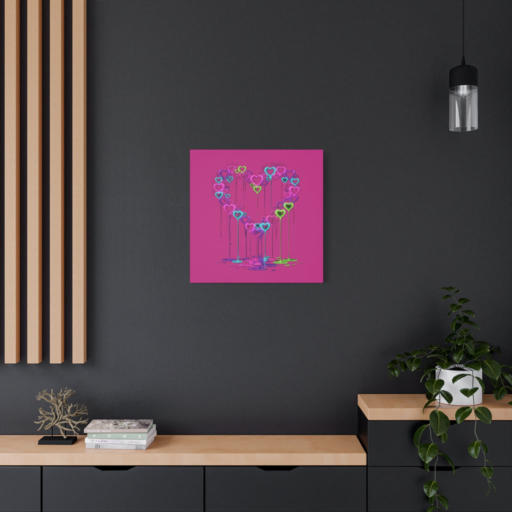 Dripping Neon Heart Canvas Art Valentines Decoration
