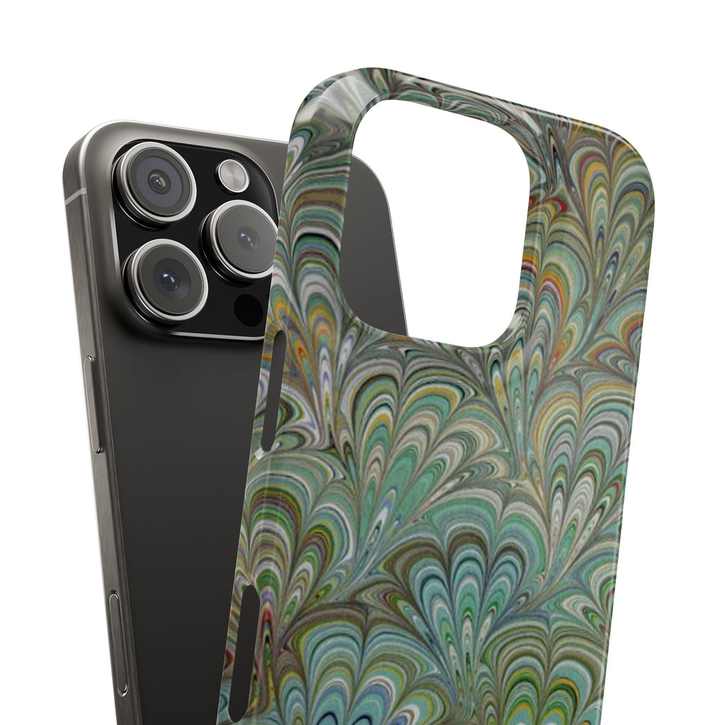 Green Feather Marbled Swirl Phone Case - Single Layer Slim Case