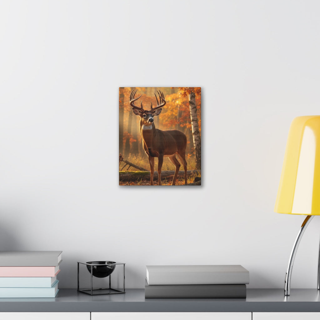 Autumn Forest Buck Canvas Wall Art — Stretched Deer Print