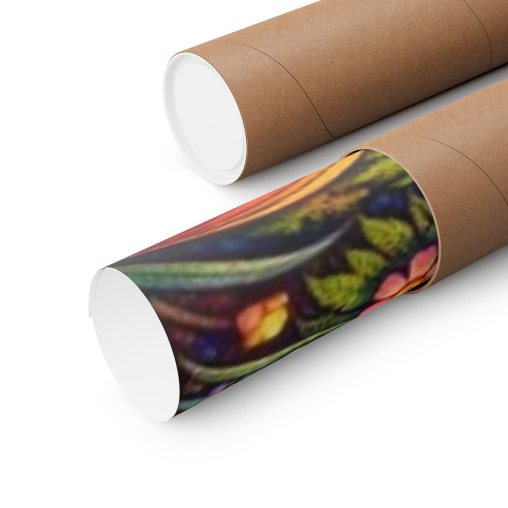 Psychedelic Mushroom Art Poster — Retro Rainbow Peace Wall Print