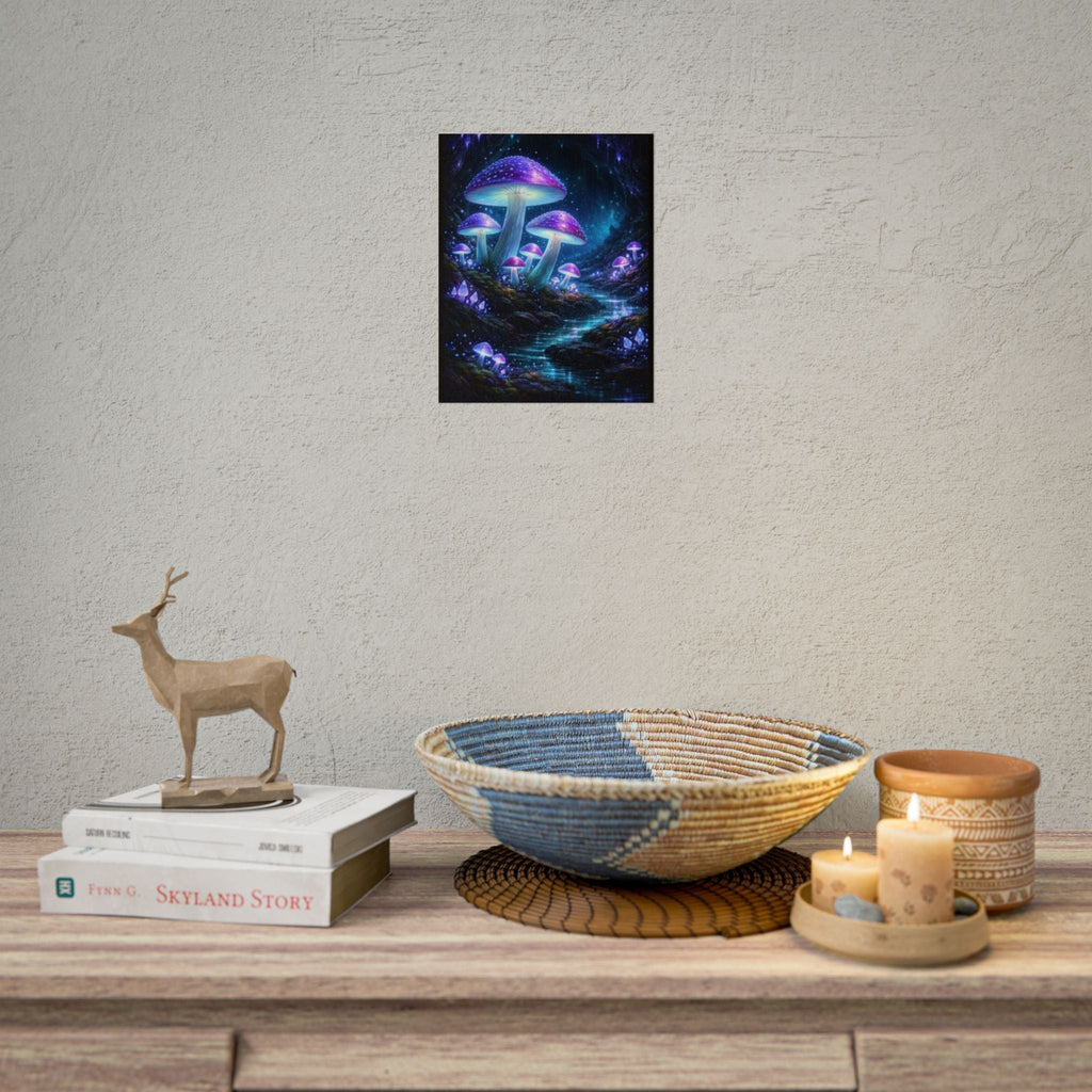 Fantasy Mushroom Poster — Glowing Purple Forest Rolled Art Print