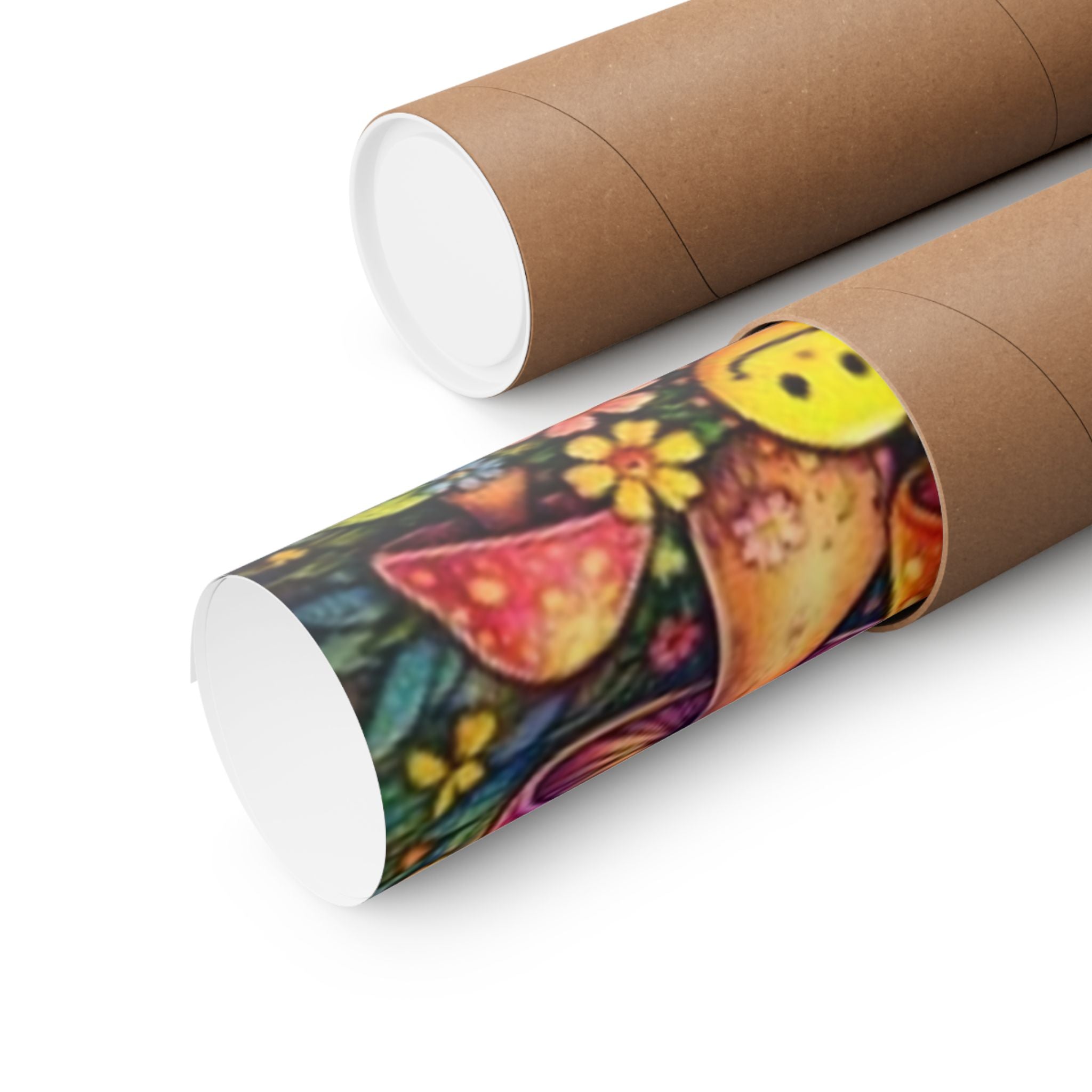 Psychedelic Mushroom Art Poster — Retro Rainbow Peace Wall Print