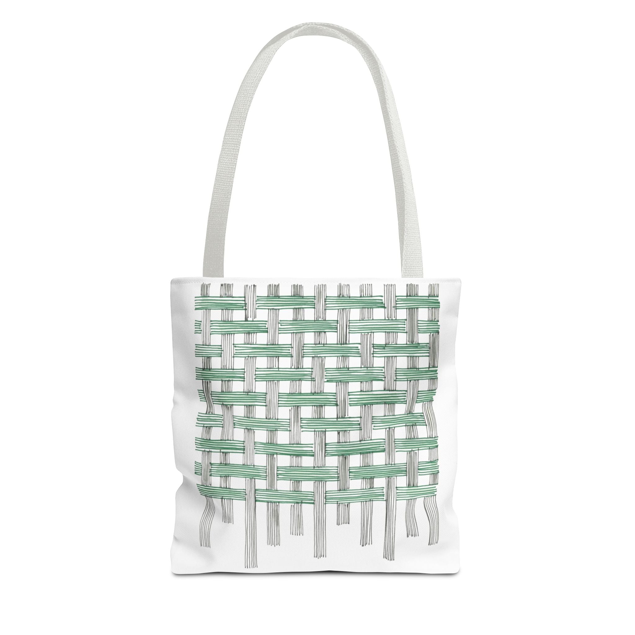 Woven Black + Green Grid Tote Bag - Tote