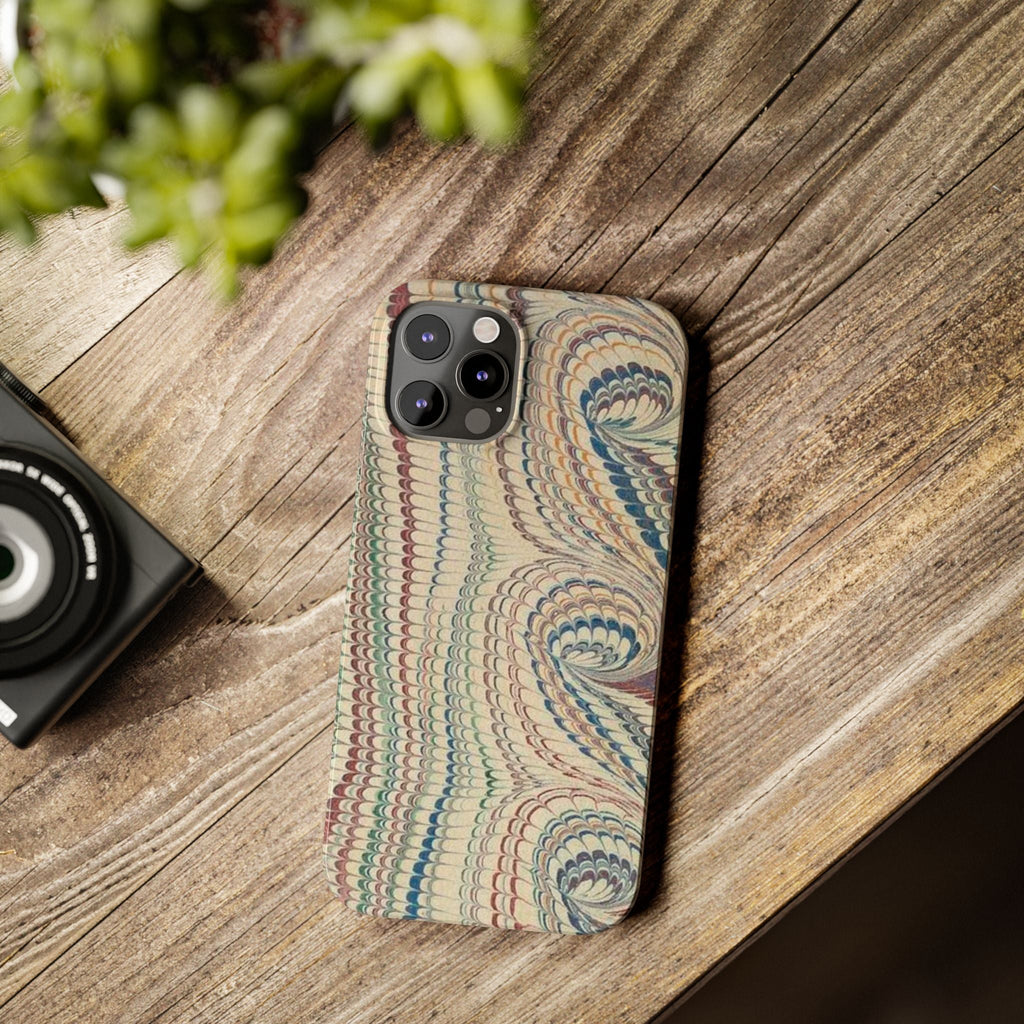 Italian Vintage Marbled Paper Design on iPhone Cases, Artistic Protection for Your Device in Elegant Beige, Blue, Burgundy