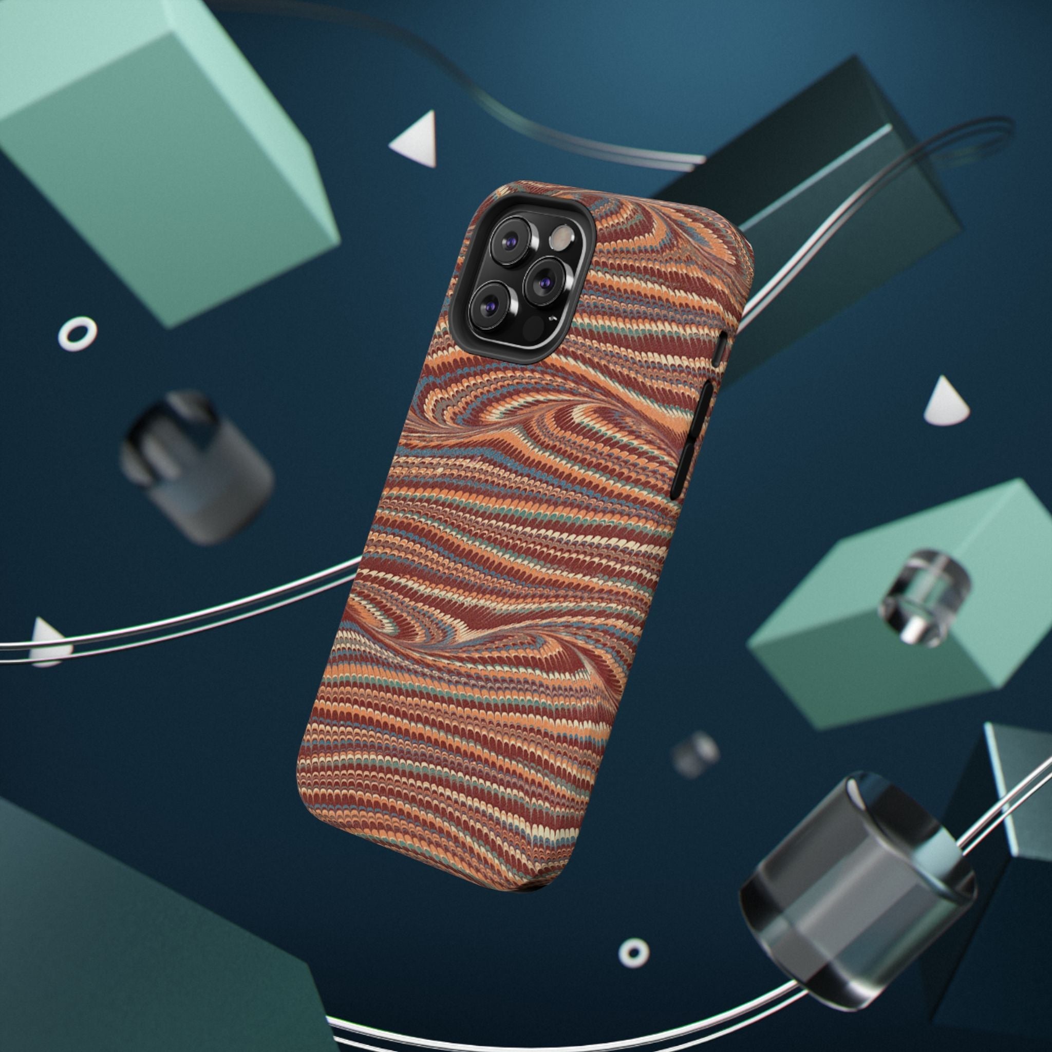 Neutrals Burgundy, Beige, Rust Hues Italian Vintage Marble Design Phone Case for Apple + Samsung