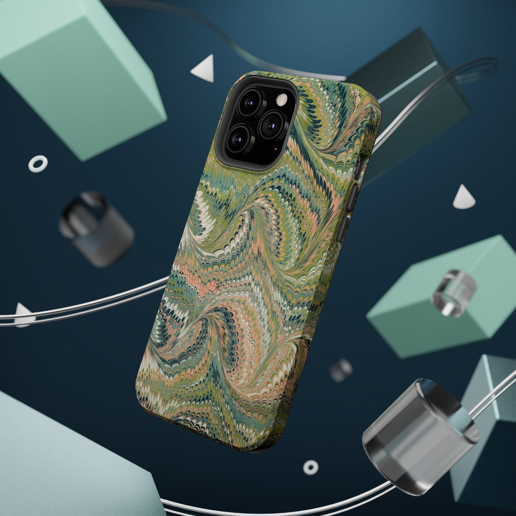 Green Pastel Italian Marble Design Magnetic MAG SAFE High Impact iPhone Cases