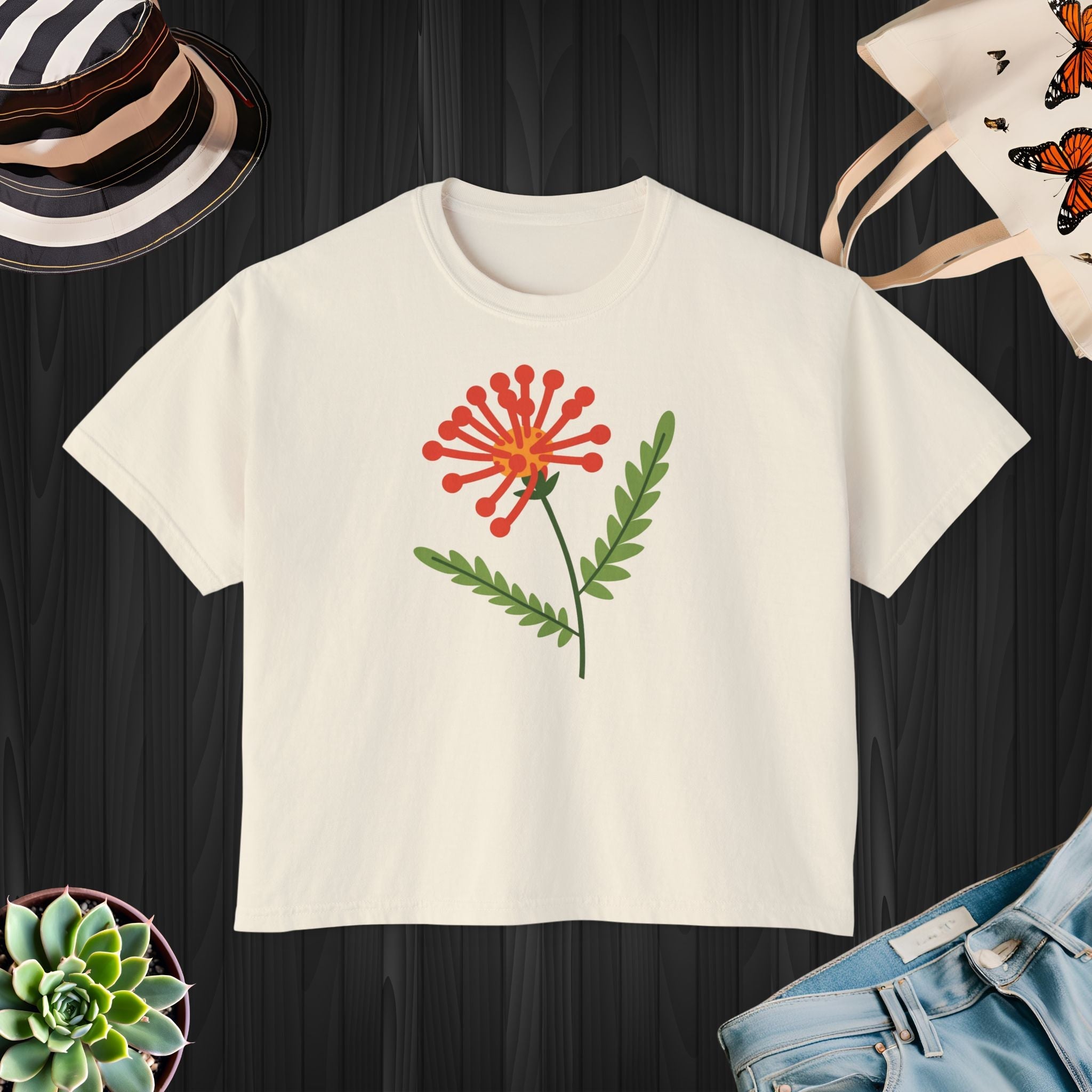 Orange Flower Boxy Tee - Casual Comfort Style - DipaliZ