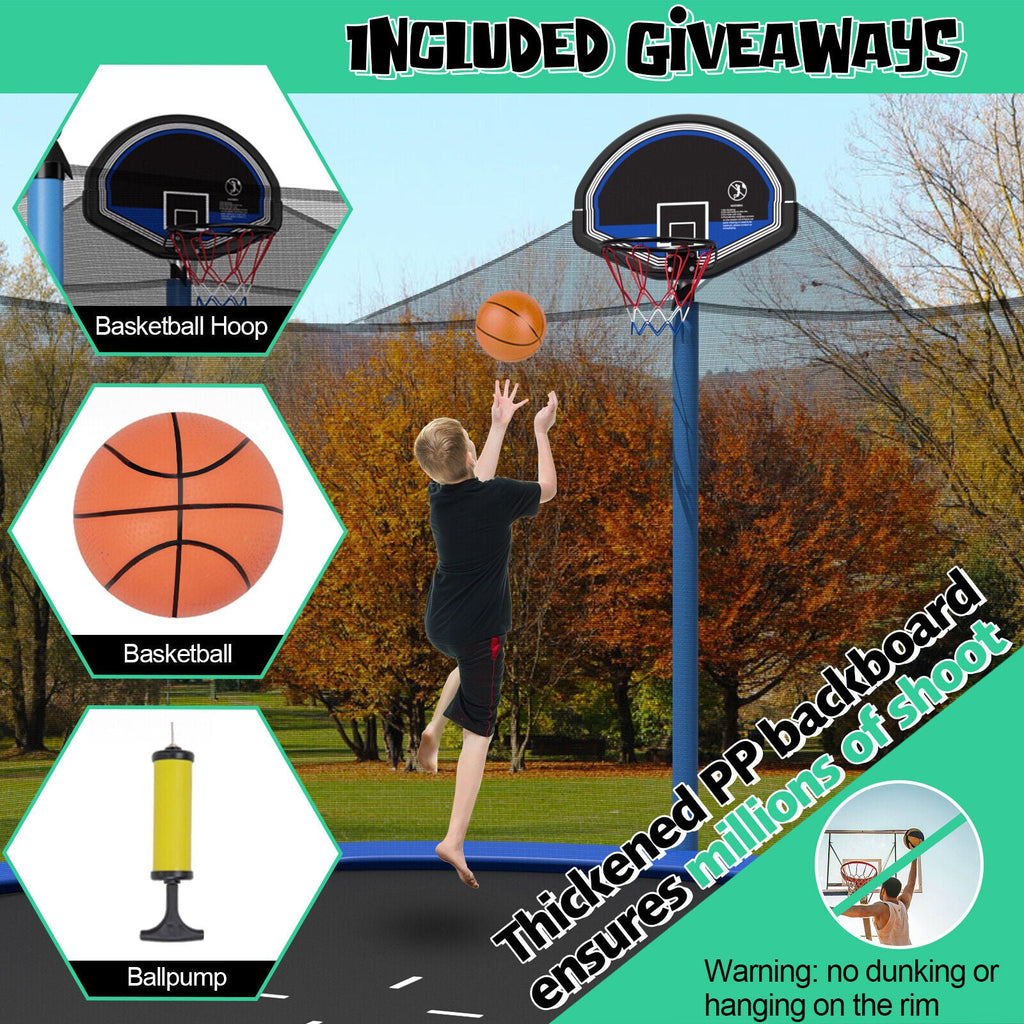 Outdoor Recreational Trampoline with Ladder and Enclosure Net-12 ft