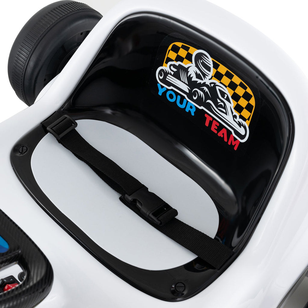 12V Electric Go Kart for Kids Race Toy with Remote Control and Music-White