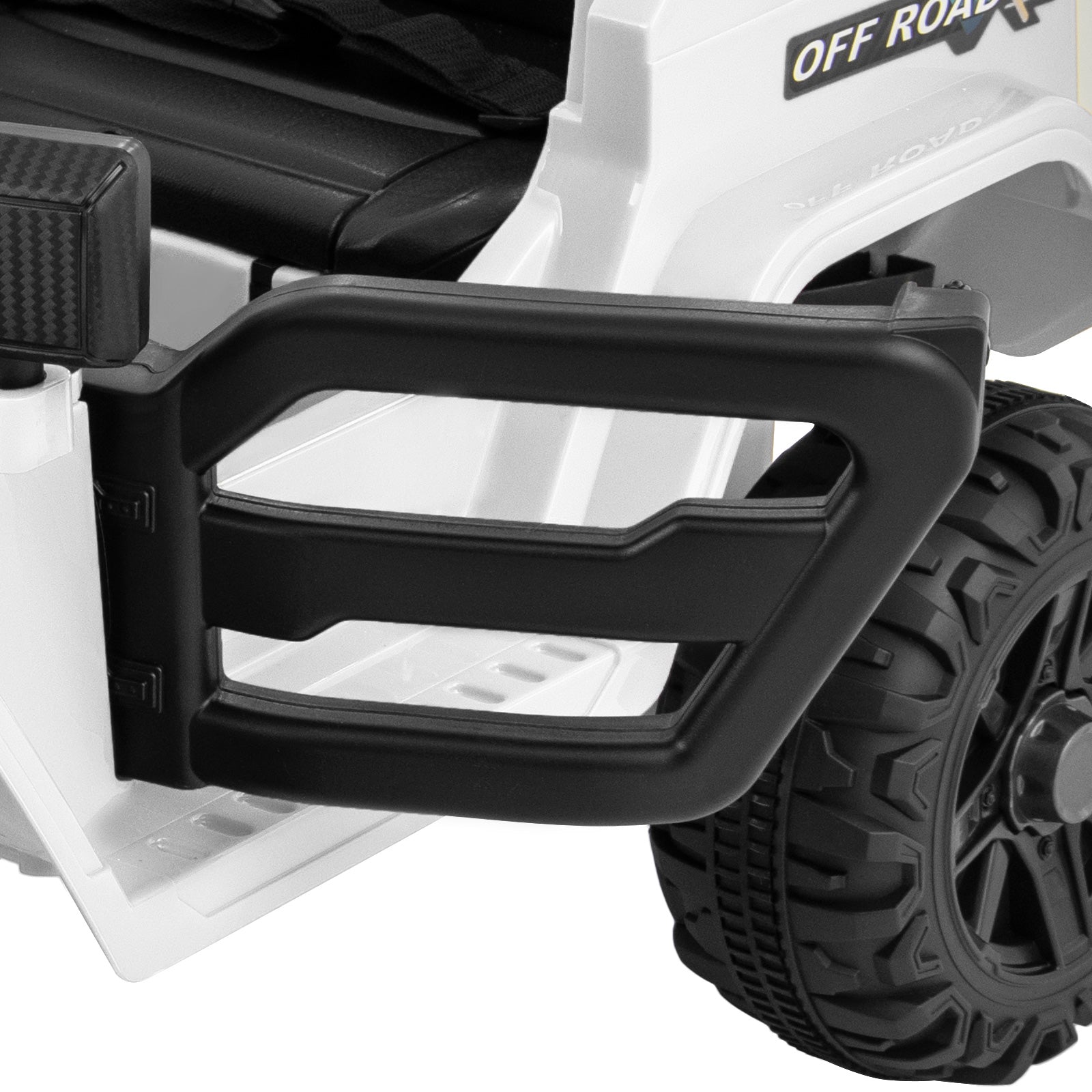 12V Kids Ride on Truck Car with Remote Control Threaded Wheels and 3 Speeds-White