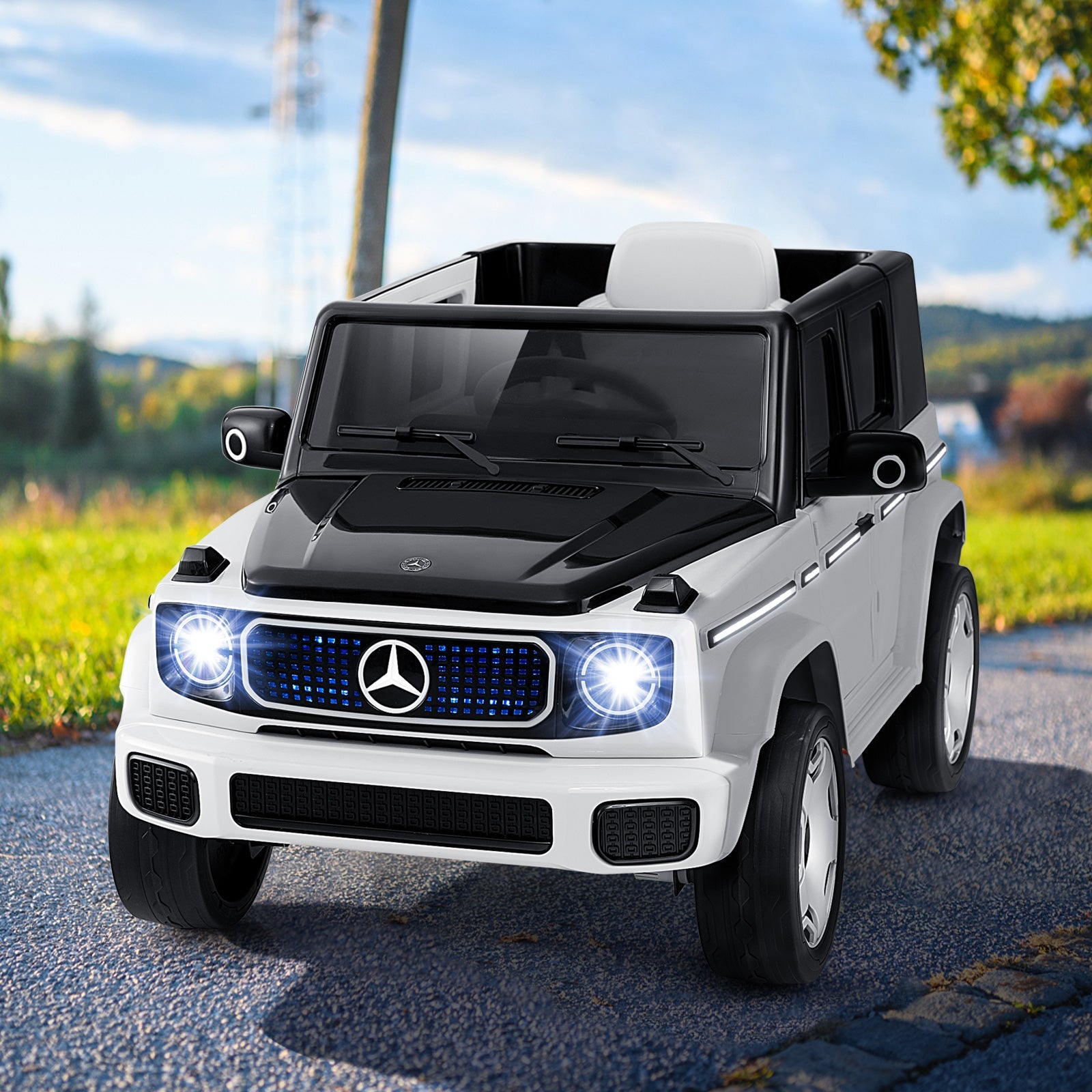 12V Licensed Mercedes-Benz EQG Kids Ride On Car with Remote Control-White