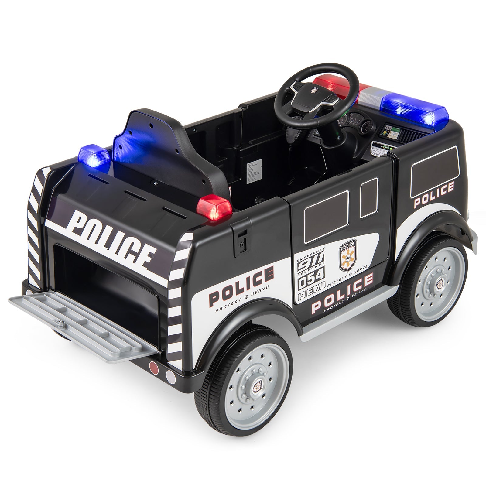 12V Battery Powered Electric Vehicle with 3 Speeds and Megaphone-Black
