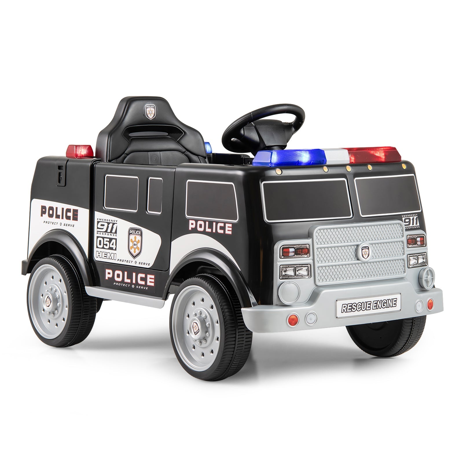 12V Battery Powered Electric Vehicle with 3 Speeds and Megaphone-Black