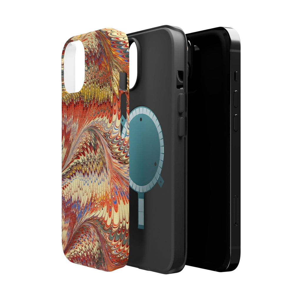 Rust + Gold Italian Marbled Design Magnetic MAG SAFE - Dual Layer Case - Glossy or Matte