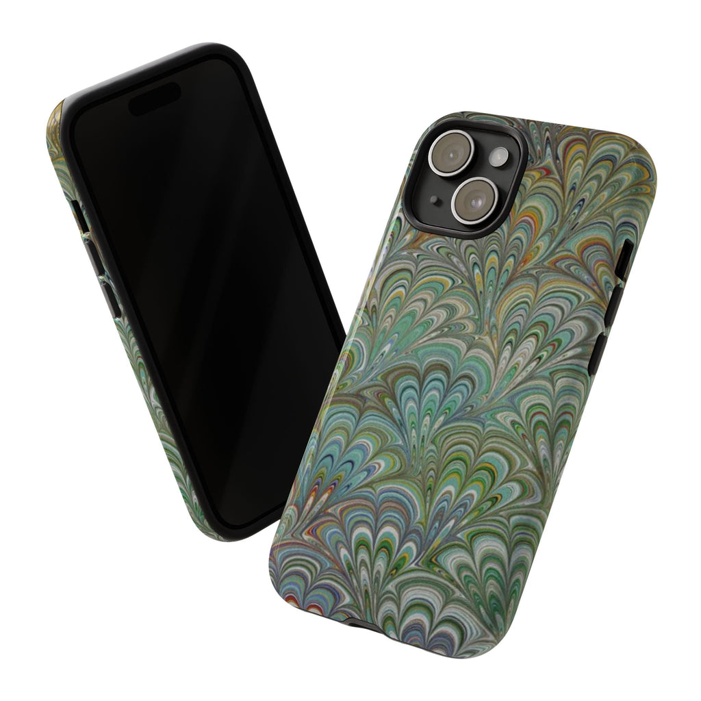 Green Peacock Marbled Phone Case — "Tough Cases" Ultra-Tough Protective Cover