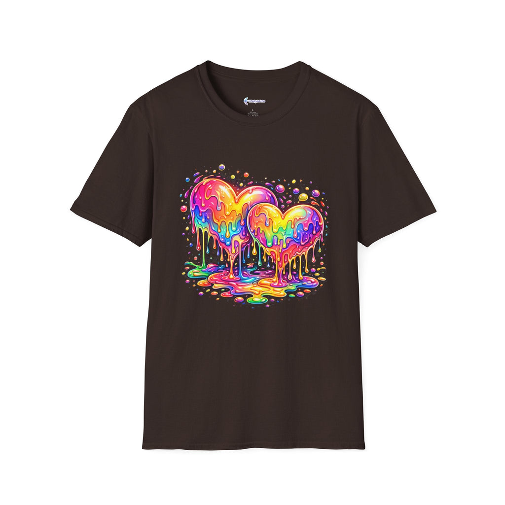 Melting Hearts Tee - Vibrant Double Heart Graphic T-Shirt
