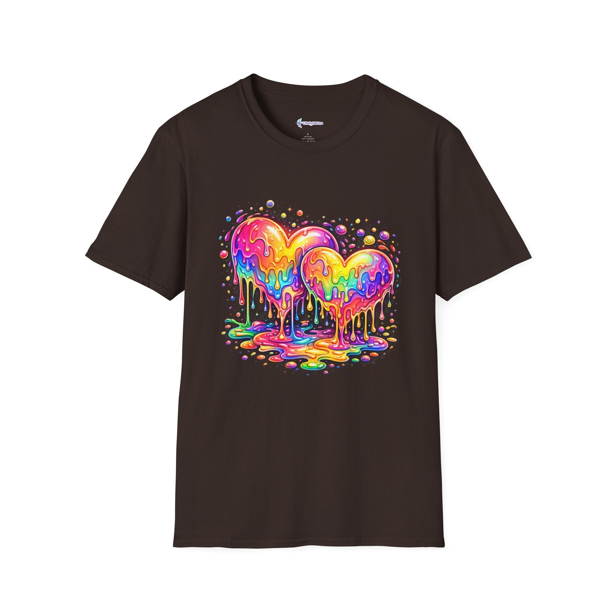 Melting Hearts Tee - Vibrant Double Heart Graphic T-Shirt