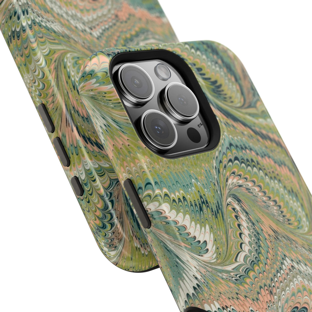 Green Pastel Italian Marble Design Magnetic MAG SAFE High Impact iPhone Cases
