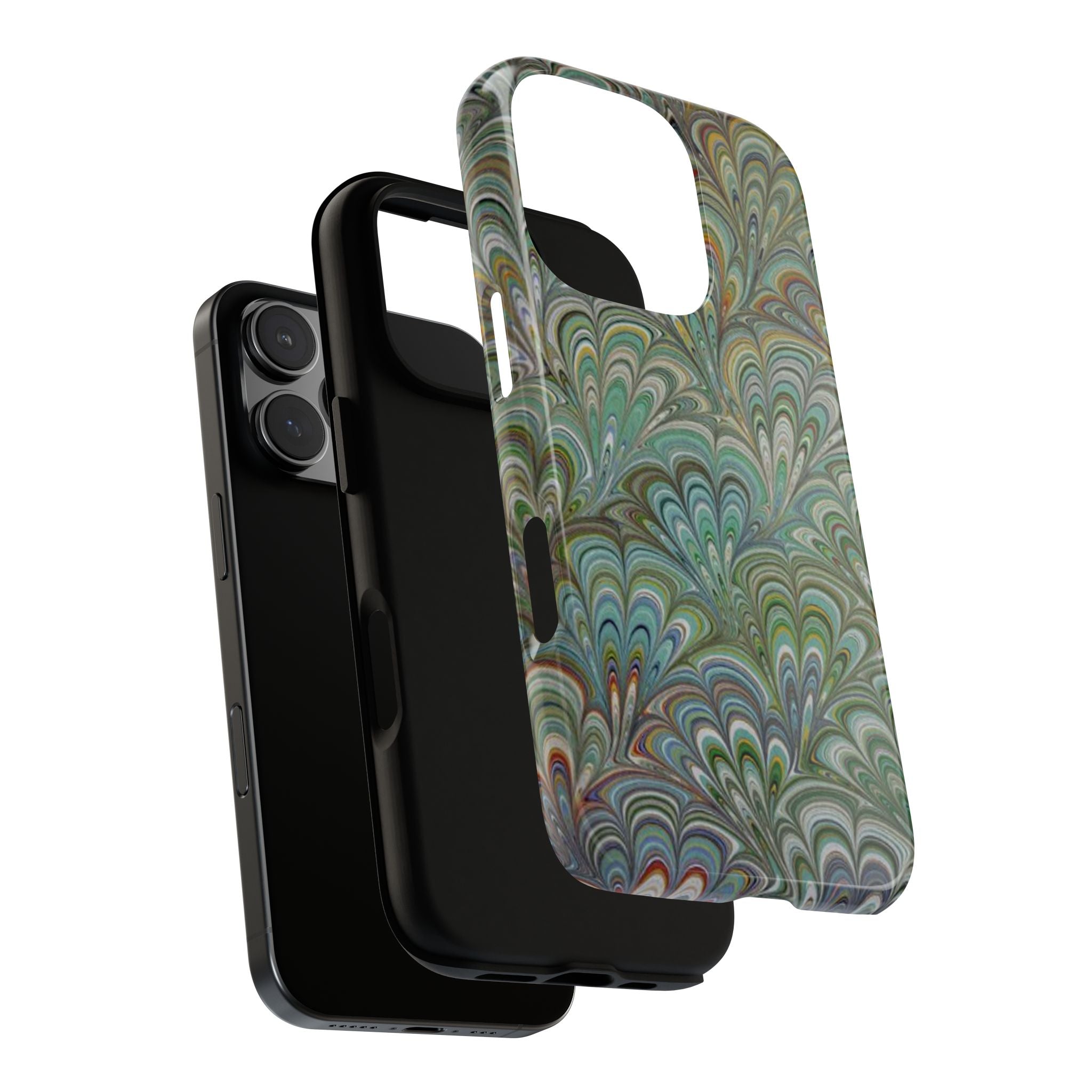 Green Peacock Marbled Phone Case — "Tough Cases" Ultra-Tough Protective Cover
