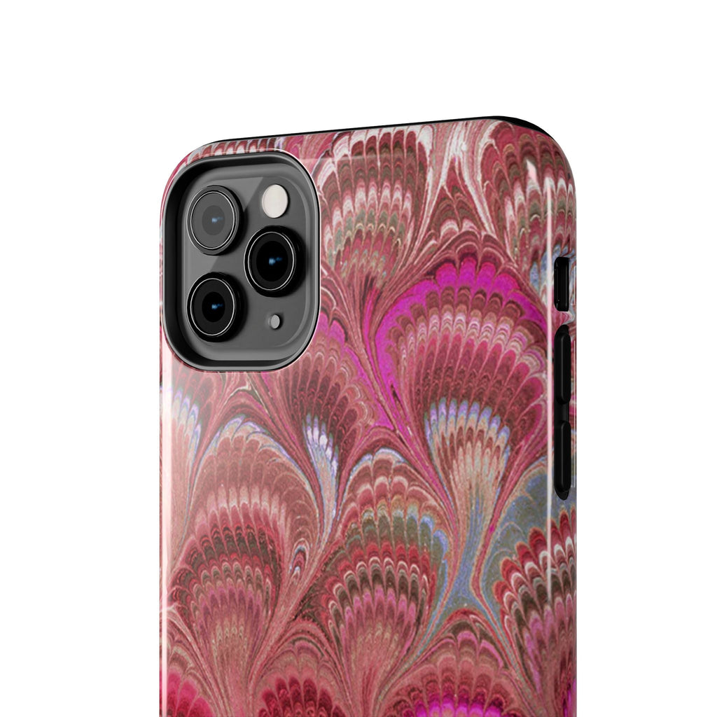 Pink Peacock Marble Italian Tough Phone Case — Durable Marbled Phone Case