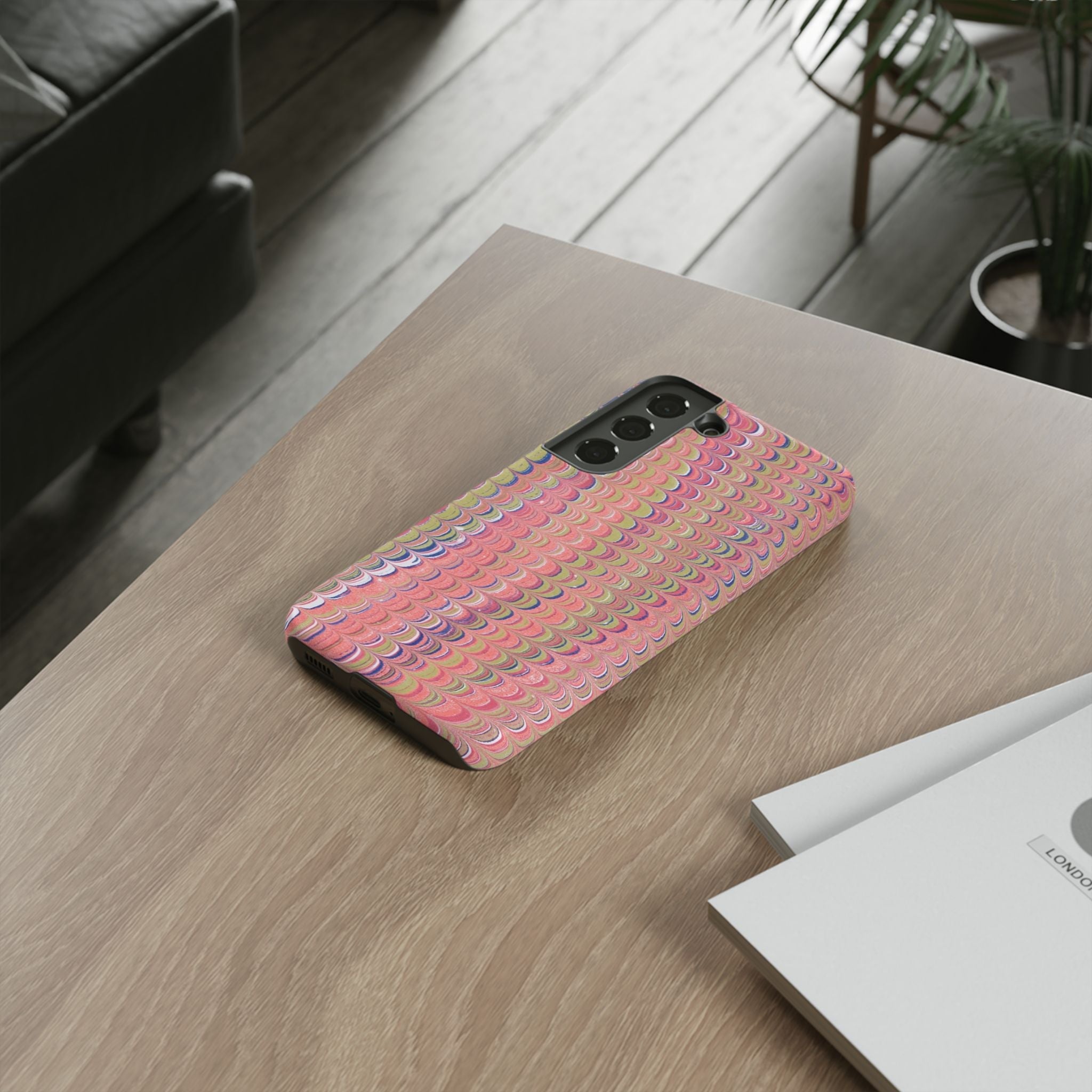 Pink Pastels Feather Marbled Vintage Design iPhone 16 + Samsung + Apple + Google - all models