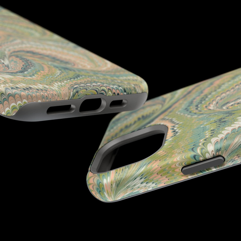 Green Pastel Italian Marble Design Magnetic MAG SAFE High Impact iPhone Cases