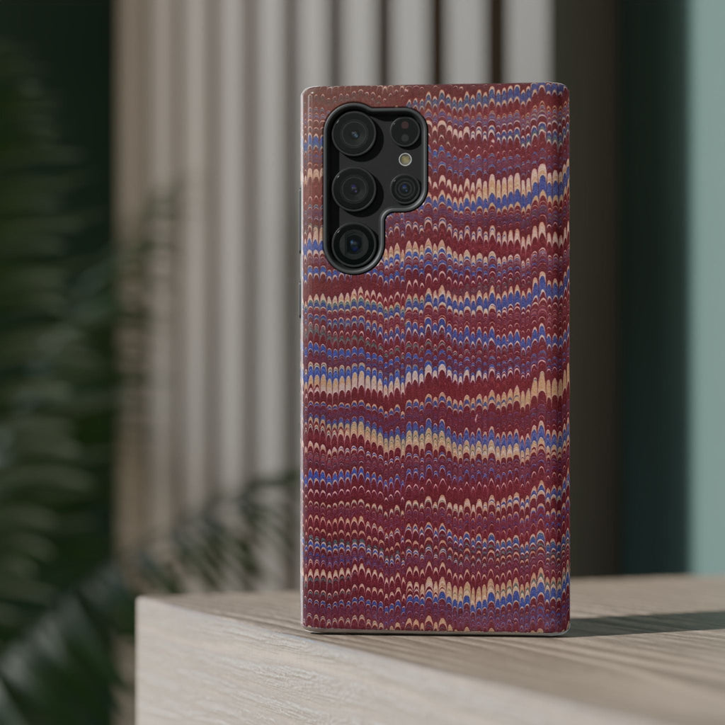 Burgundy and Blue Hues Italian Vintage Marble Design Phone Case for Apple + Samsung
