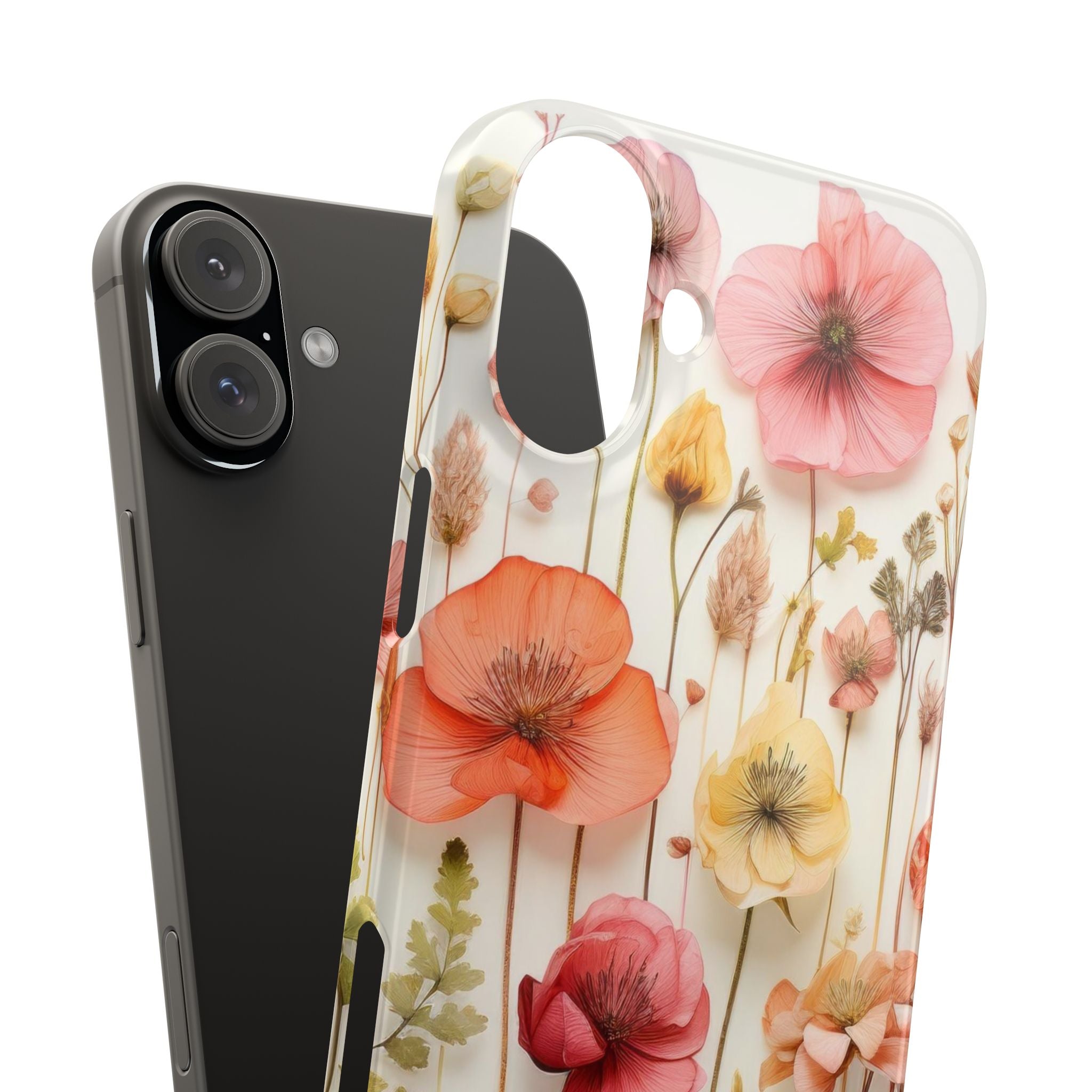 Pink Floral Pressed Flowers - Slim Case