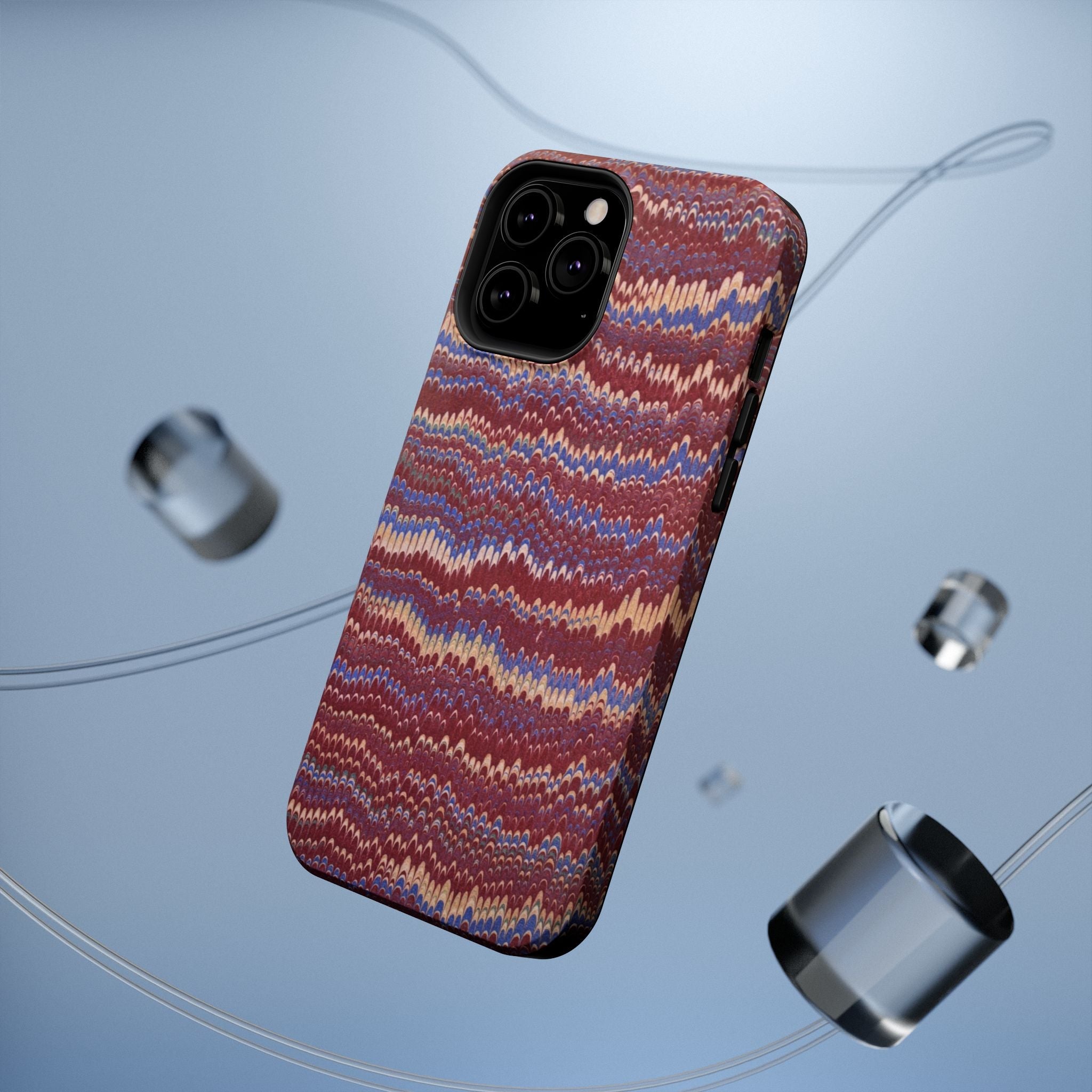 Burgundy and Blue Hues Italian Vintage Marble Design Phone Case for Apple + Samsung