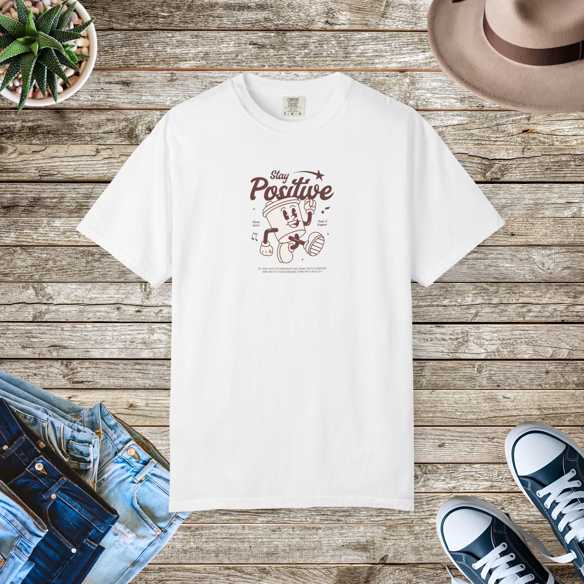 Think Positive Cotton Tee - Inspirational Unisex Comfort - DipaliZ