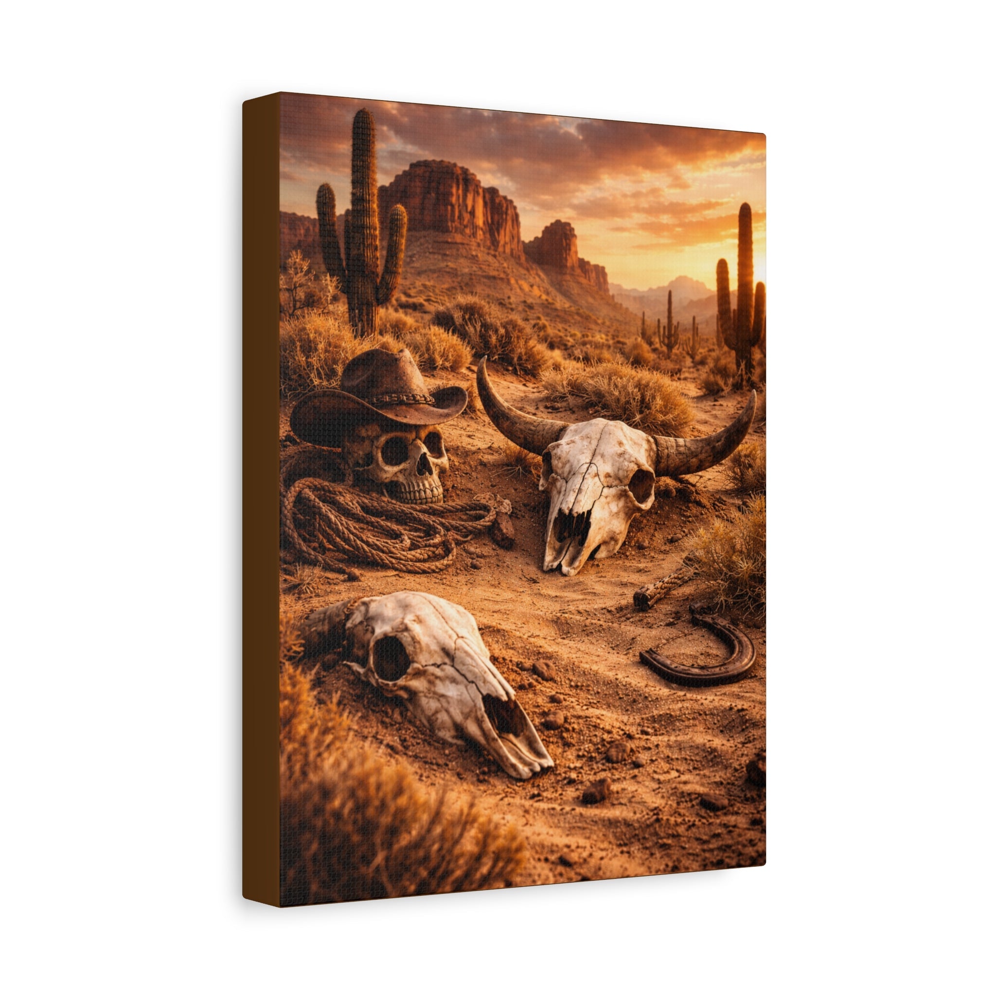 Desert Skull Canvas Art — Western Cowboy Rodeo Wall Decor