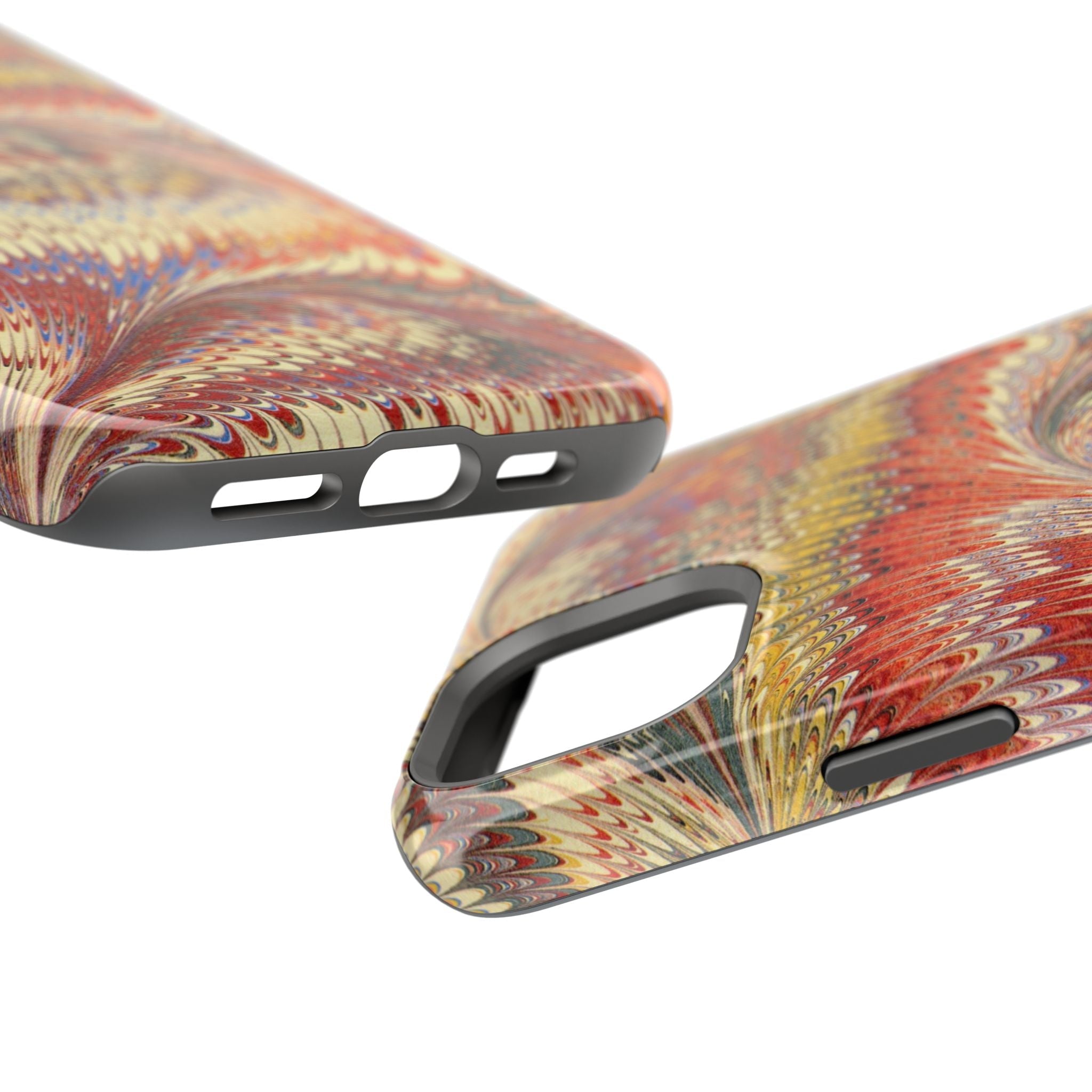 Rust + Gold Italian Marbled Design Magnetic MAG SAFE - Dual Layer Case - Glossy or Matte