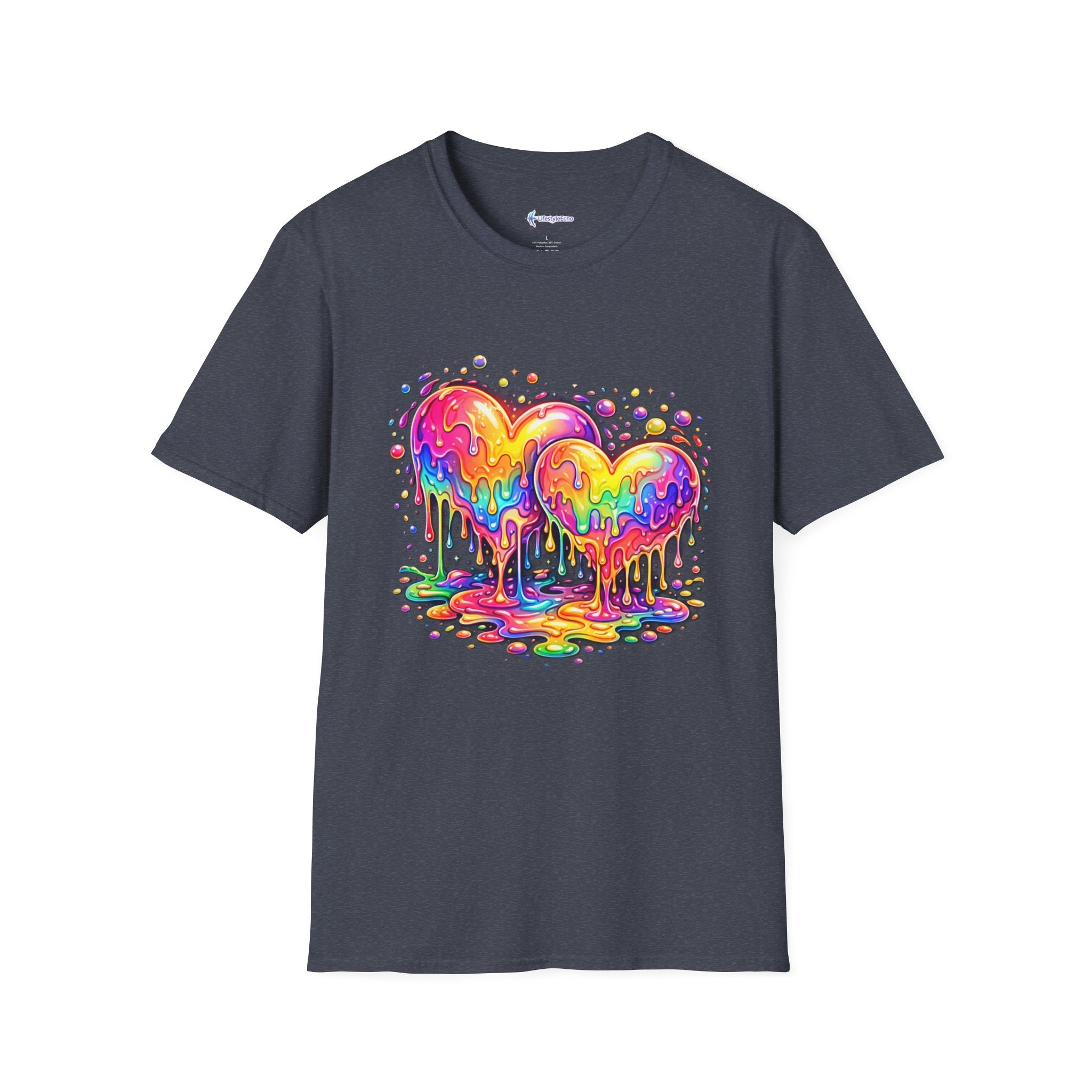 Melting Hearts Tee - Vibrant Double Heart Graphic T-Shirt