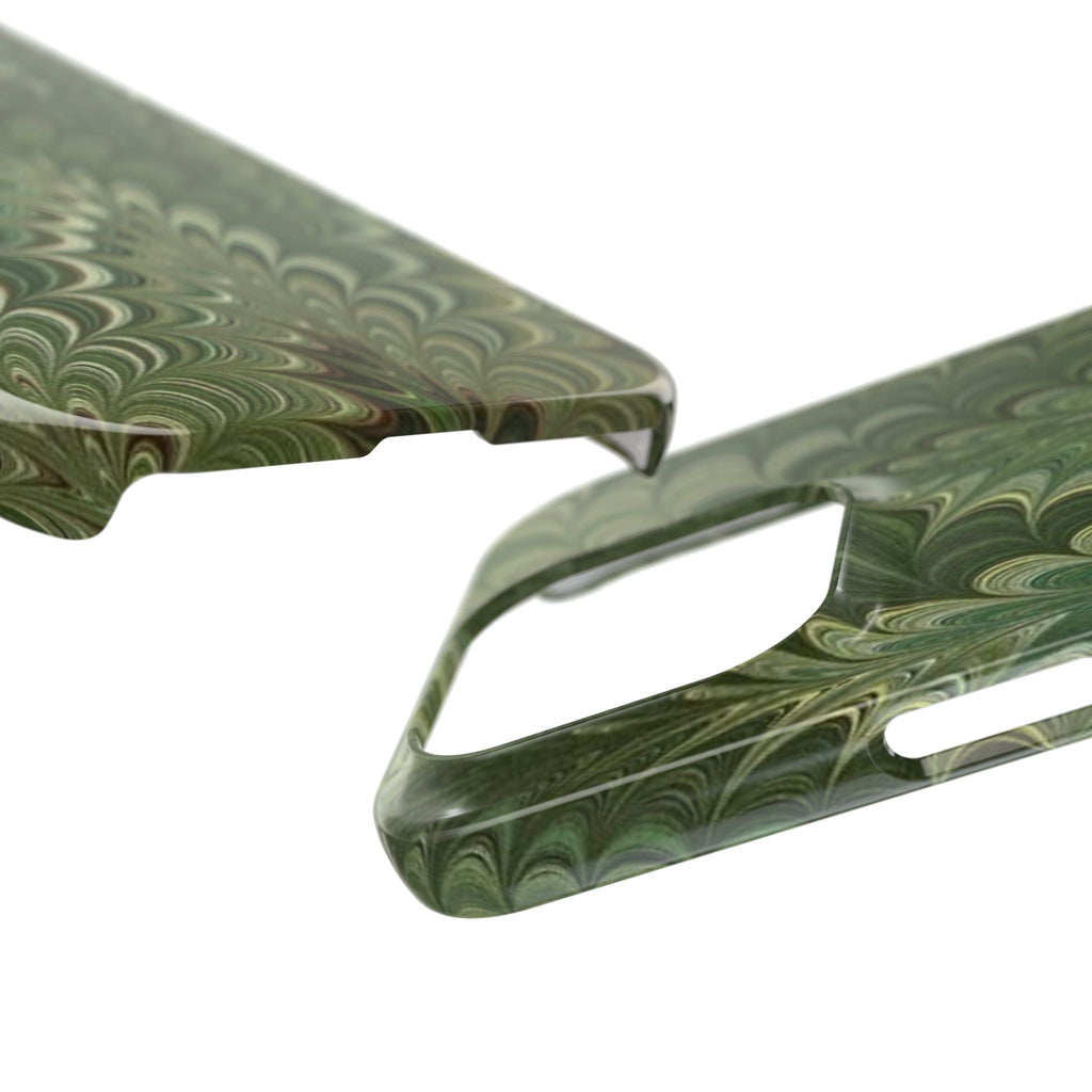Deep Green Cheveron Marbled Phone Case - Single Layer Slim Case