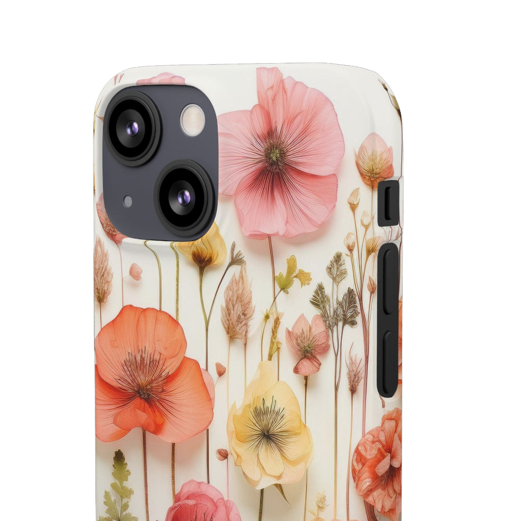 Pink Floral Pressed Flowers - Slim Case