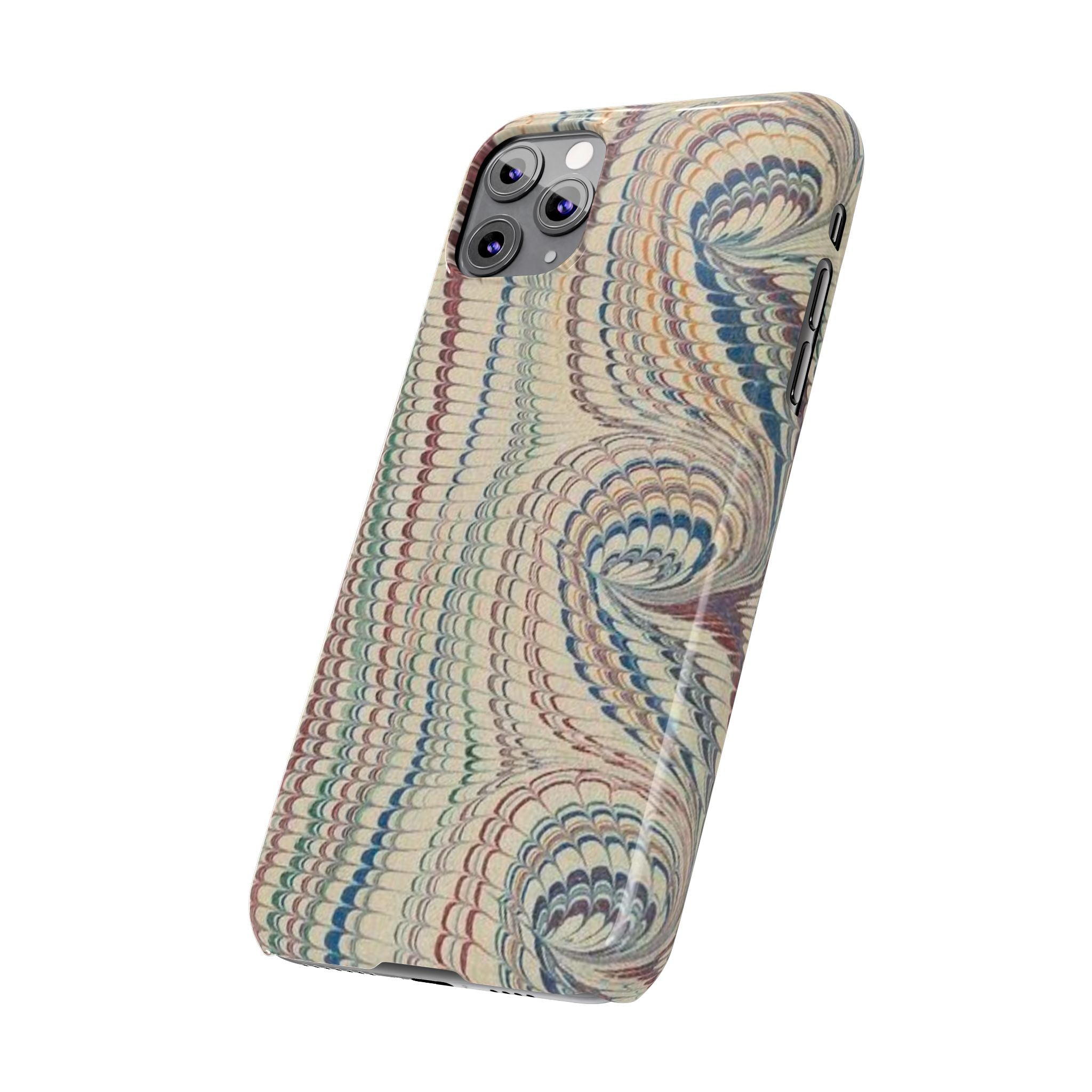 Italian Vintage Marbled Paper Design on iPhone Cases, Artistic Protection for Your Device in Elegant Beige, Blue, Burgundy