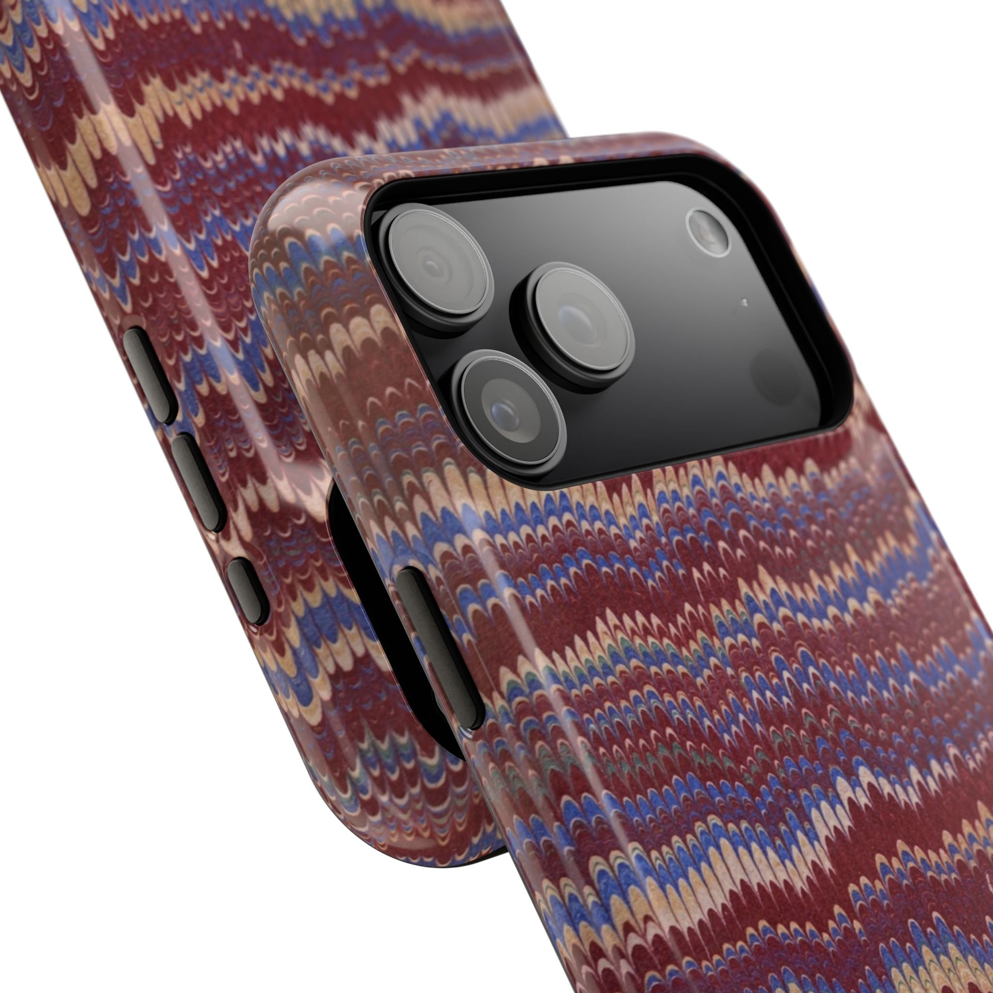 Burgundy and Blue Hues Italian Vintage Marble Design Phone Case for Apple + Samsung