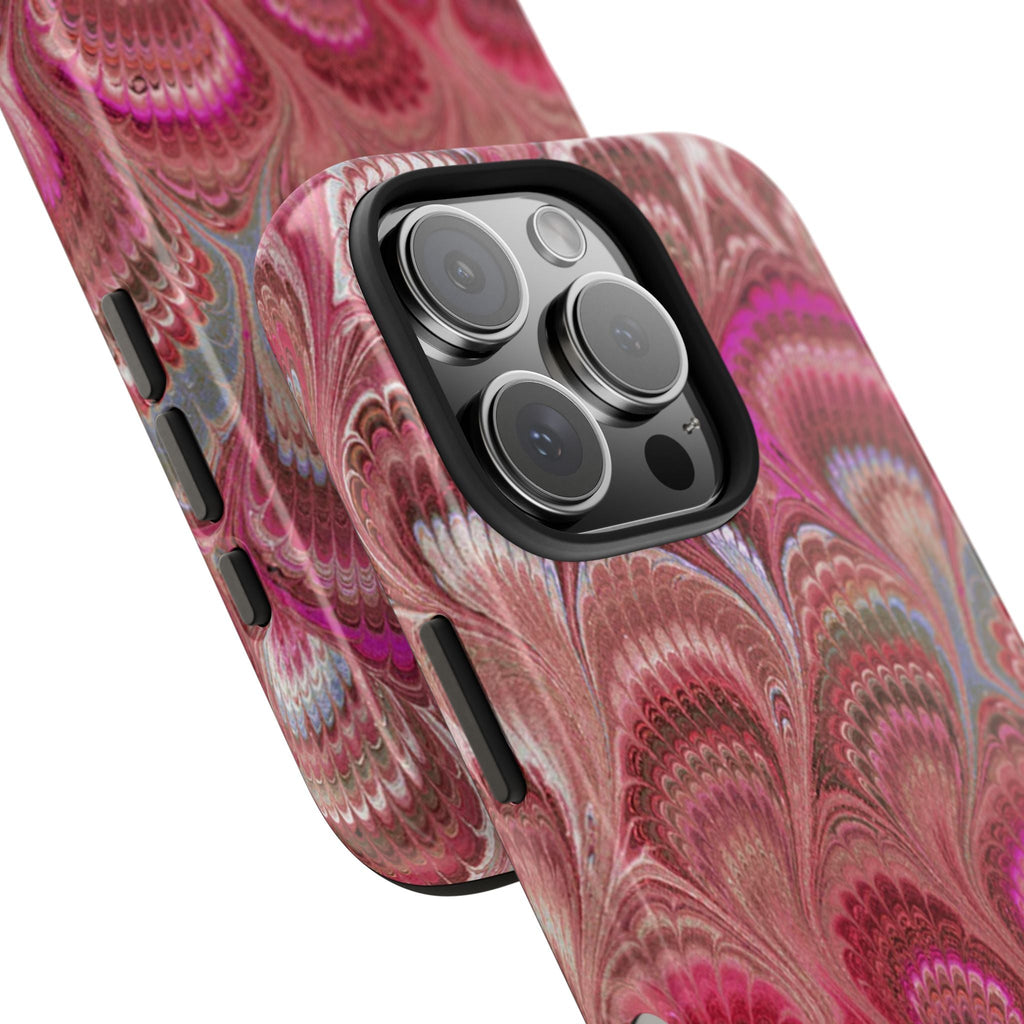 Pink Peacock Marble Italian Tough Phone Case — Durable Marbled Phone Case