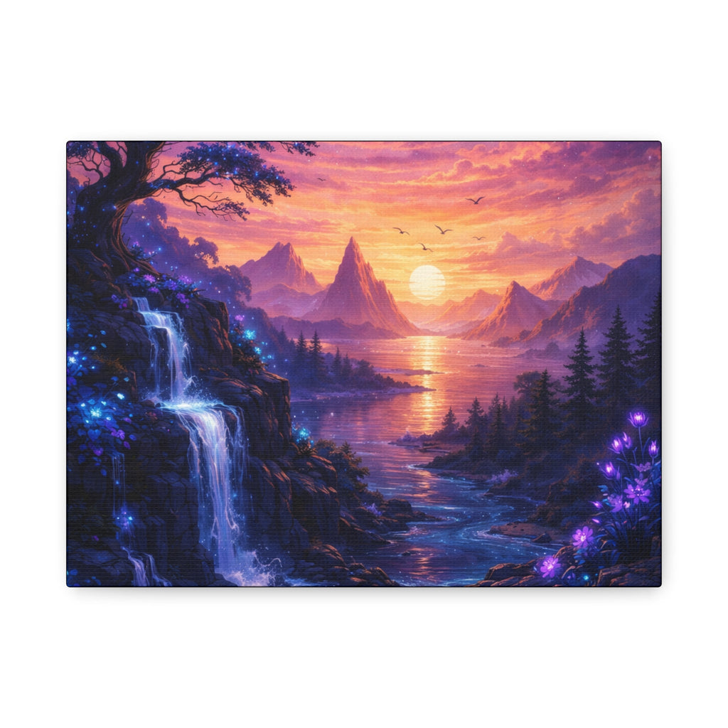 Sunset Fantasy Landscape Canvas Print — Stretched Matte Wall Art